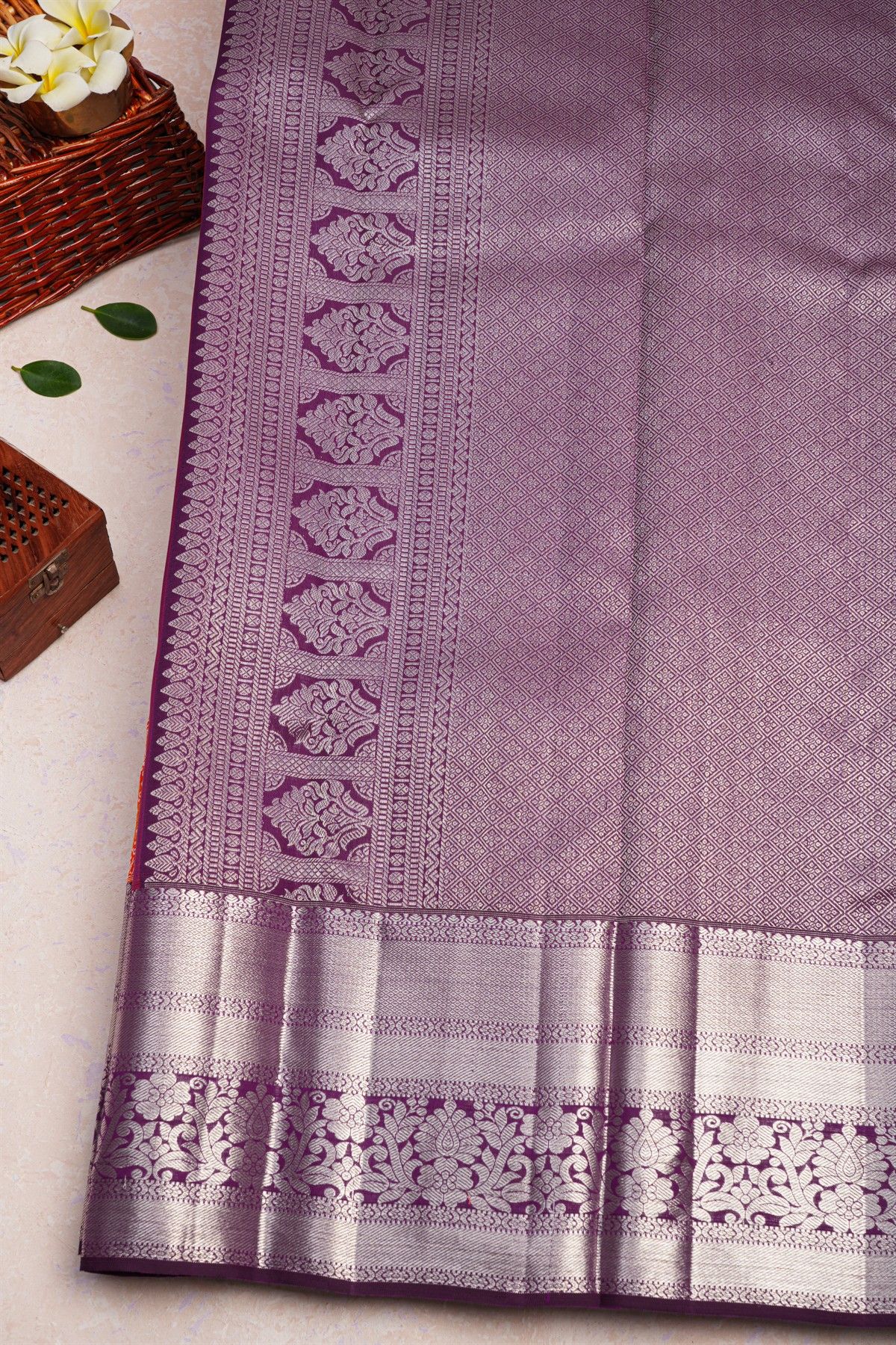 Kancheepuram Silk Orange Saree