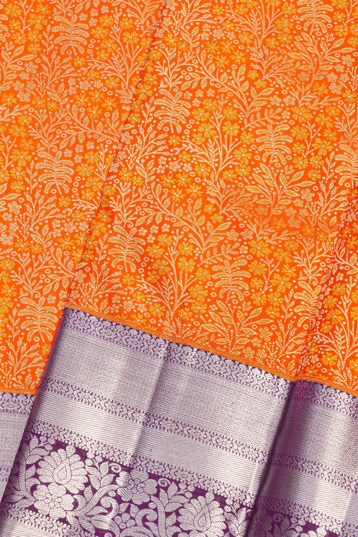 Kancheepuram Silk Orange Saree