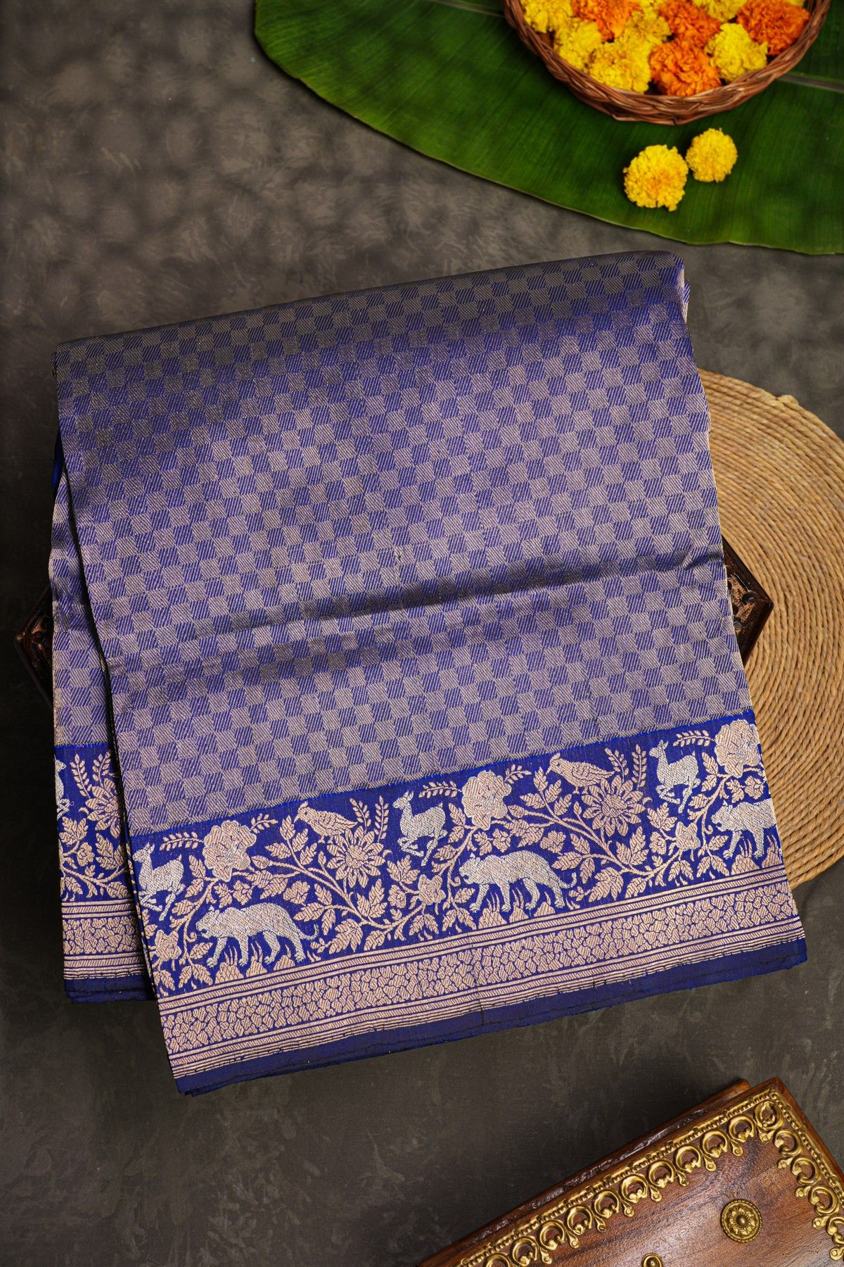 Banarasi Silk Navy Blue Saree