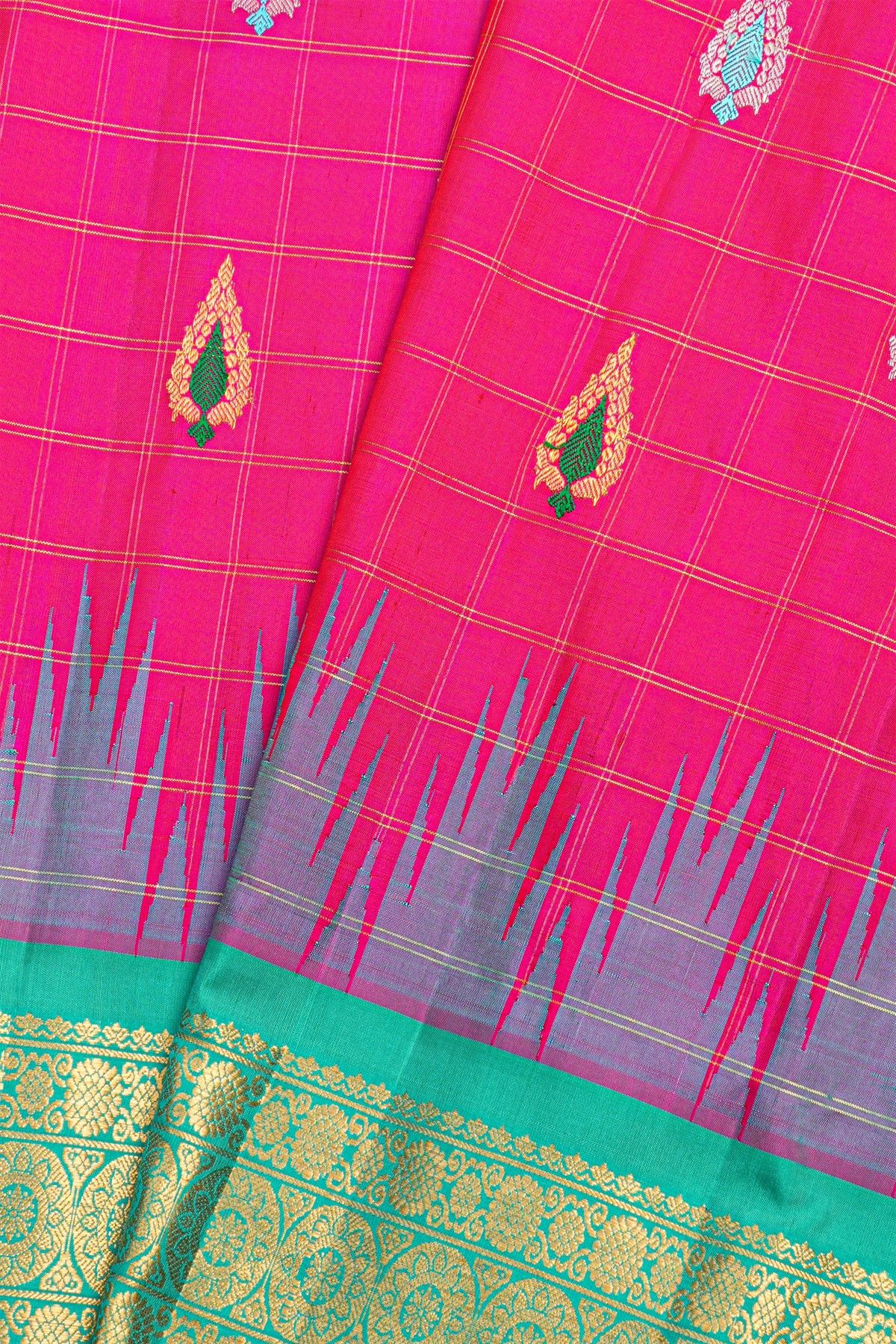 Gadwal Silk Rani Pink Saree