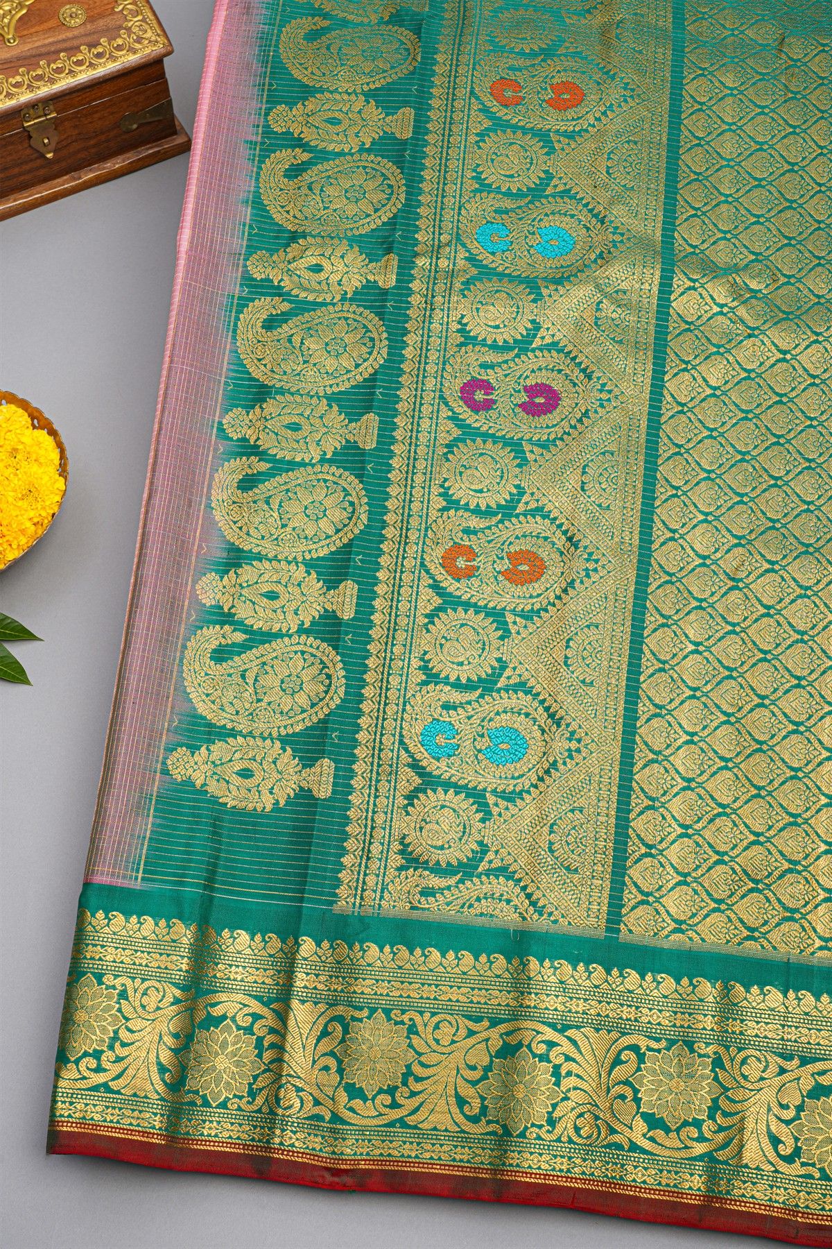 Gadwal Silk Baby Pink Saree