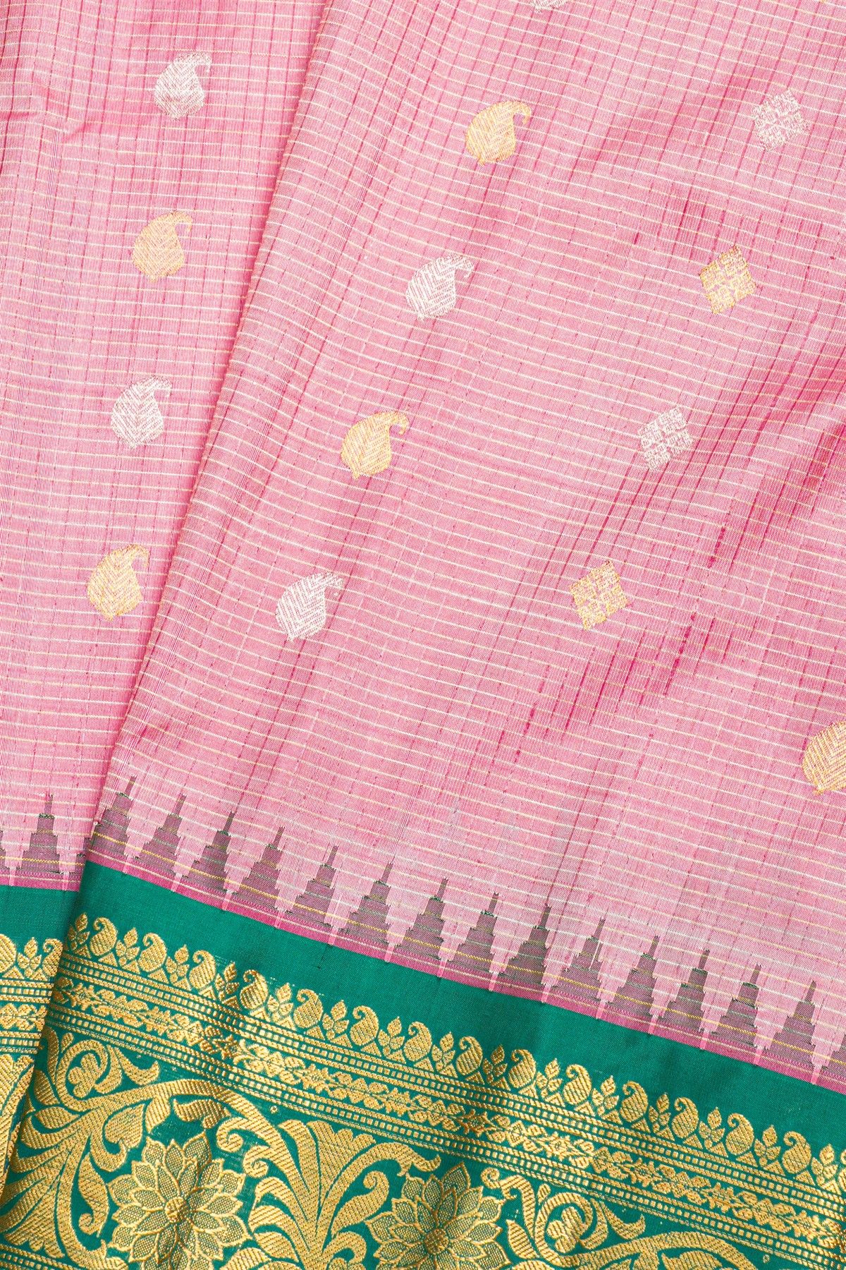 Gadwal Silk Baby Pink Saree