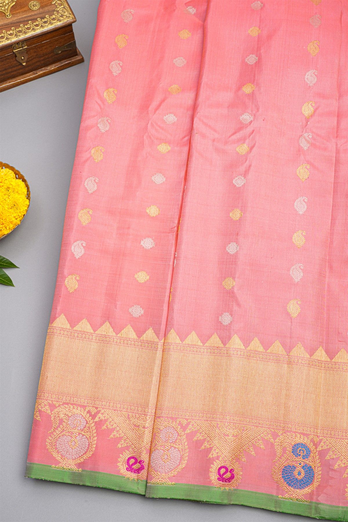 Gadwal Silk Baby Pink Saree
