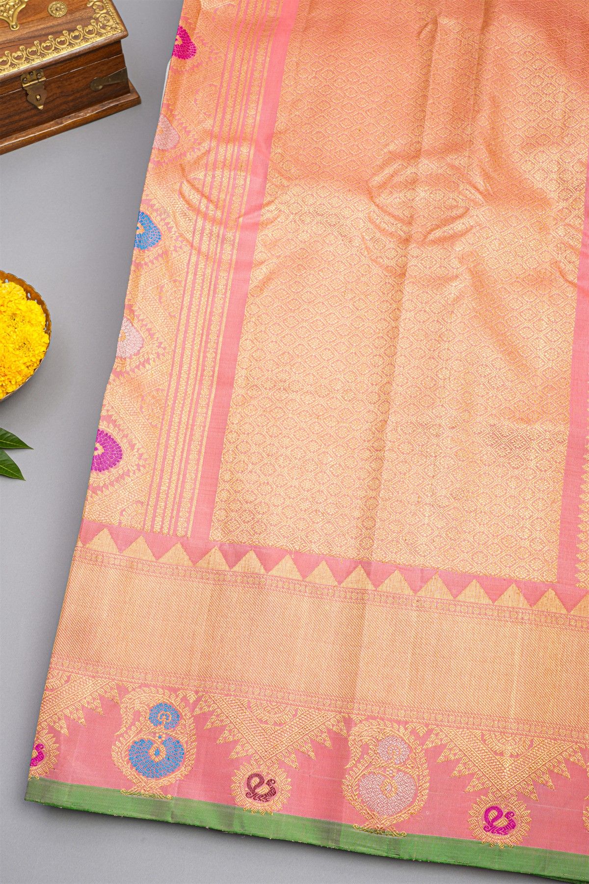 Gadwal Silk Baby Pink Saree