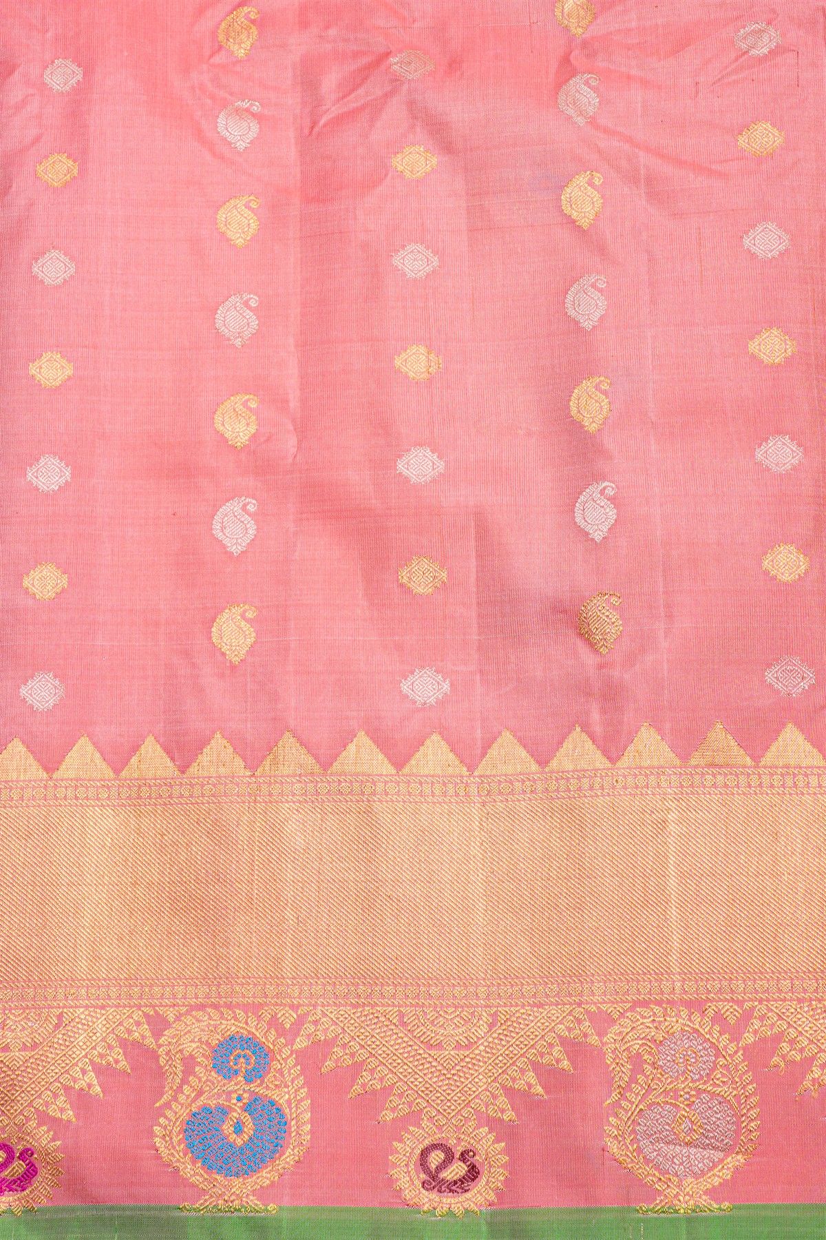 Gadwal Silk Baby Pink Saree