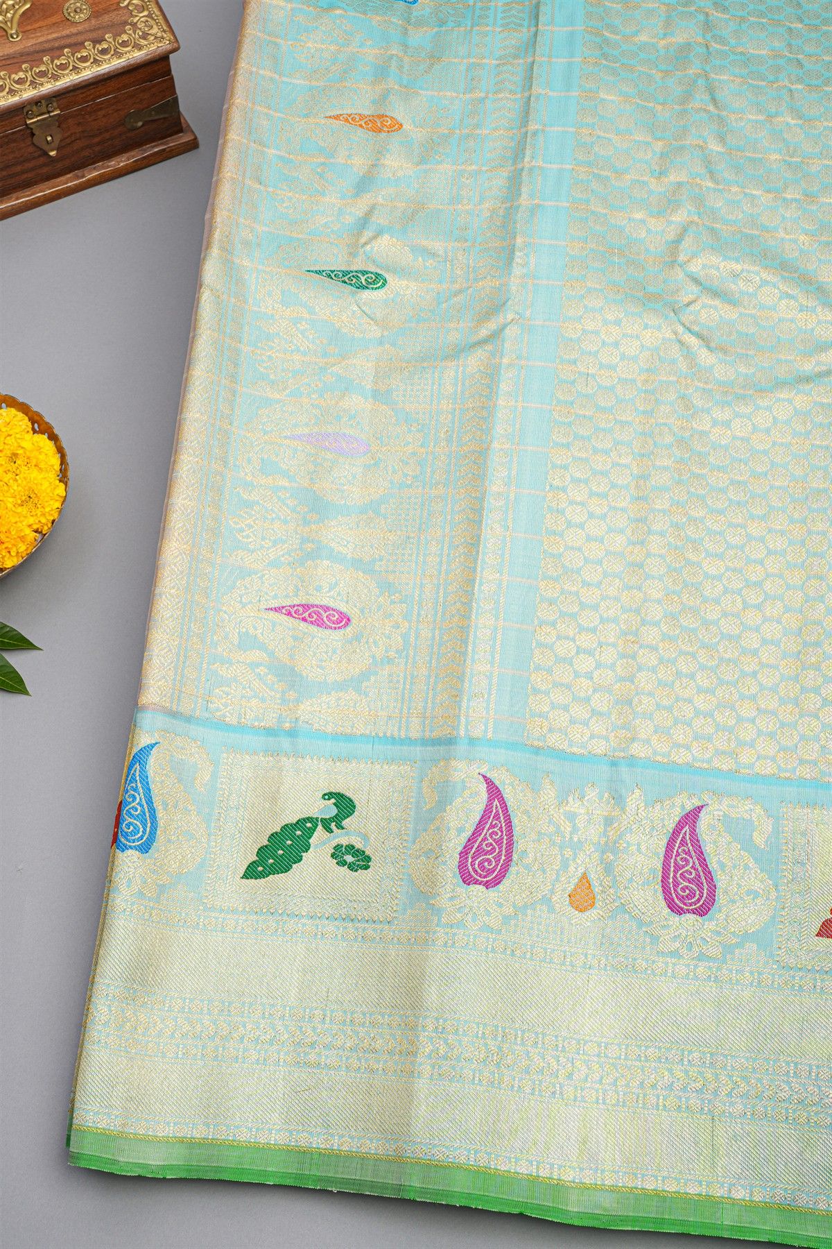 Gadwal Silk Baby Pink Saree