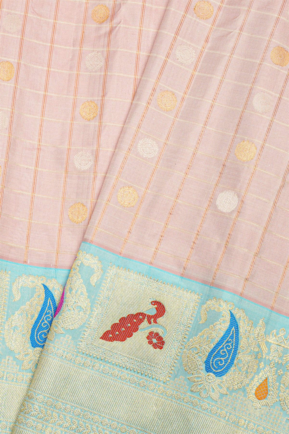 Gadwal Silk Baby Pink Saree