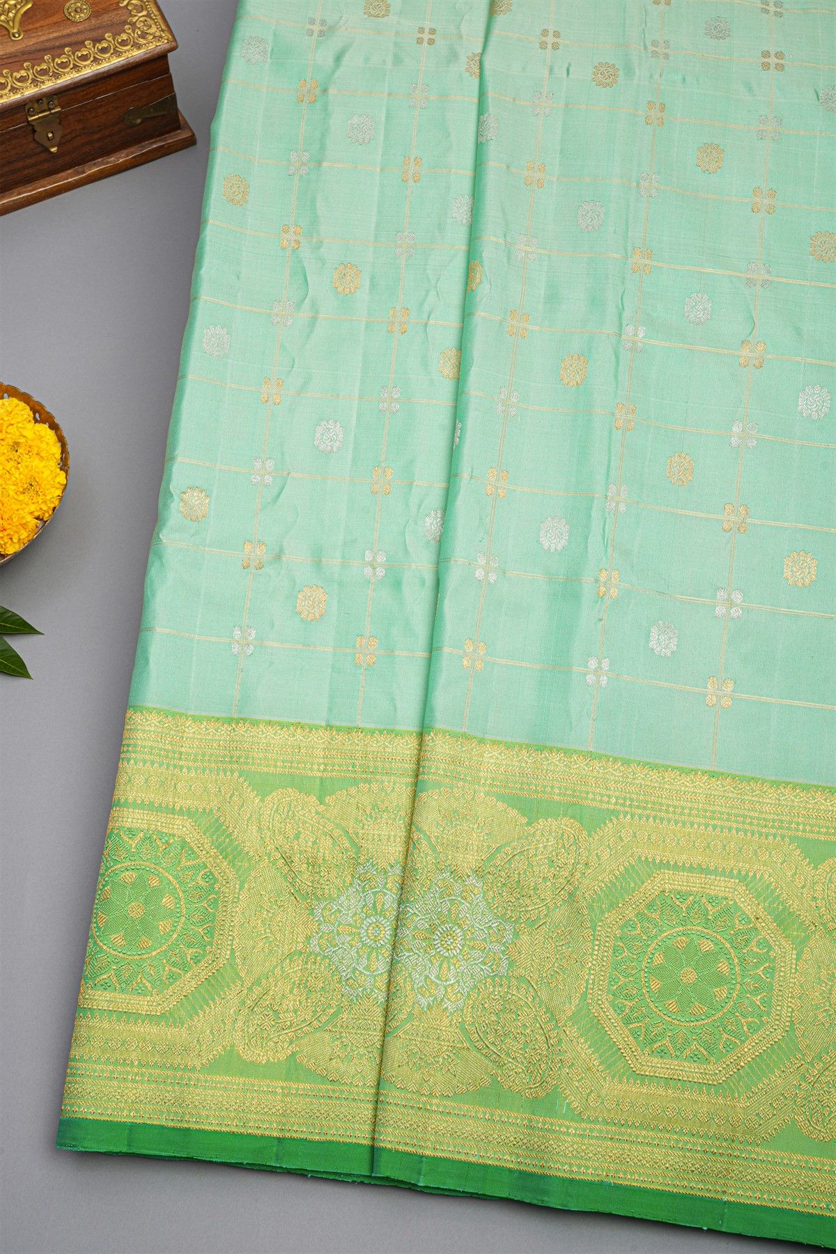Gadwal Silk Sky Blue Saree