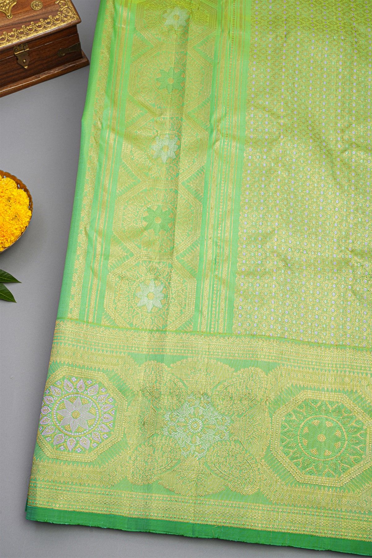 Gadwal Silk Sky Blue Saree