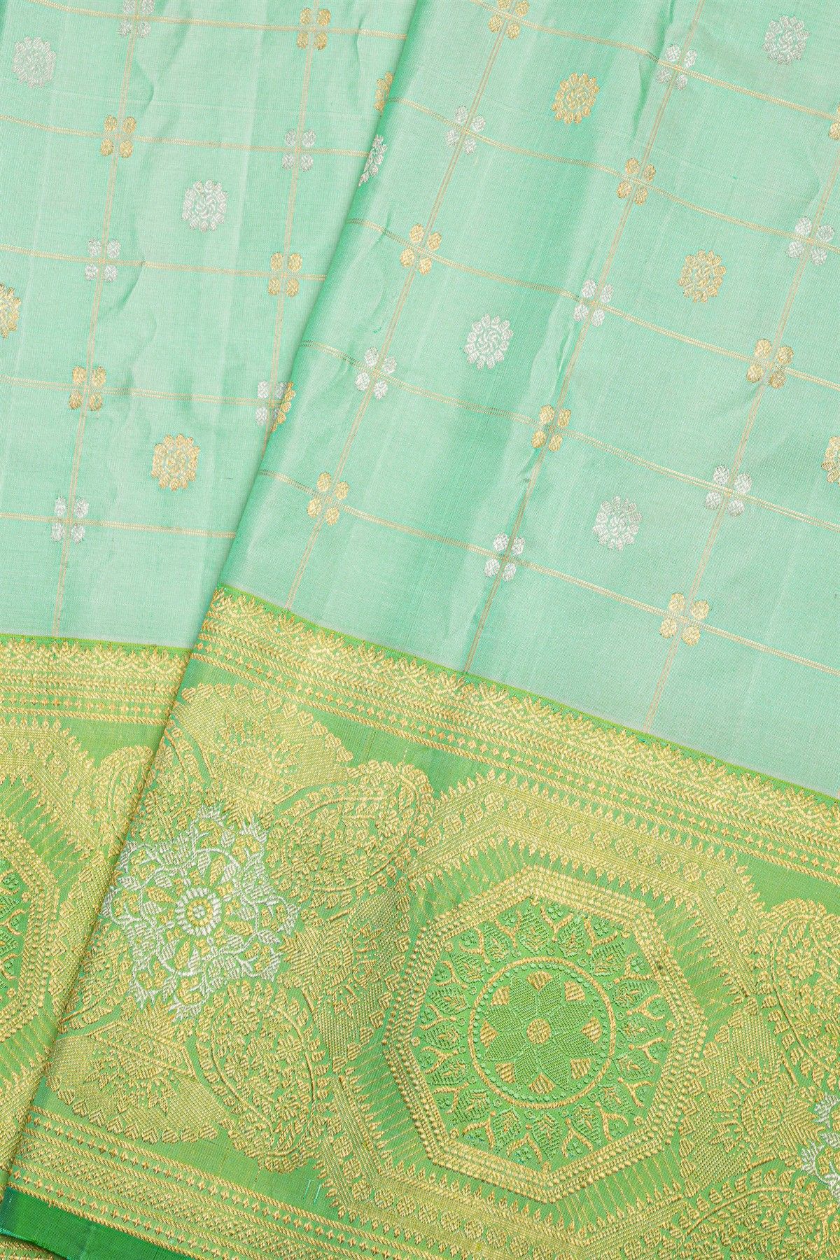 Gadwal Silk Sky Blue Saree