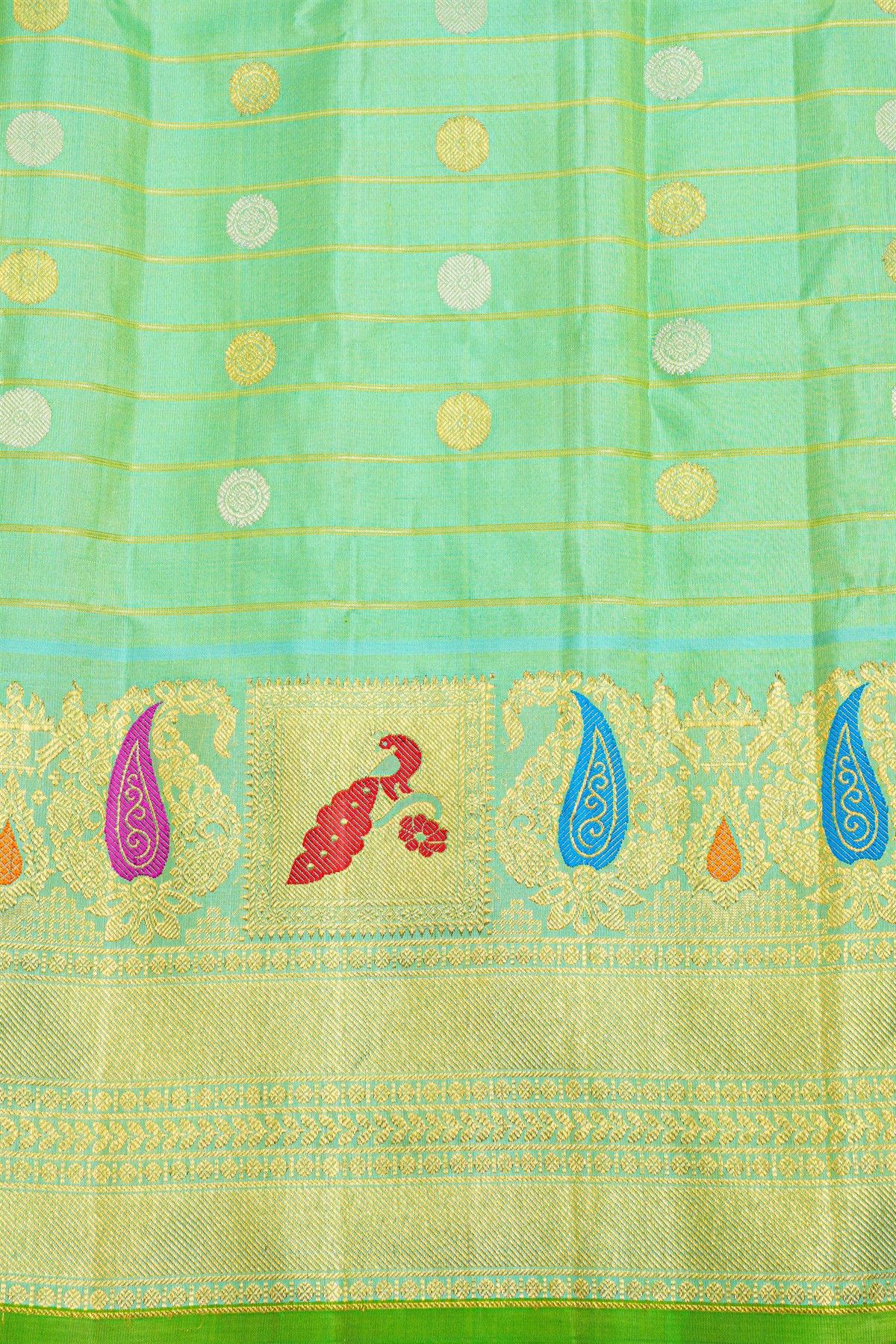 Gadwal Silk Parrot Green Saree