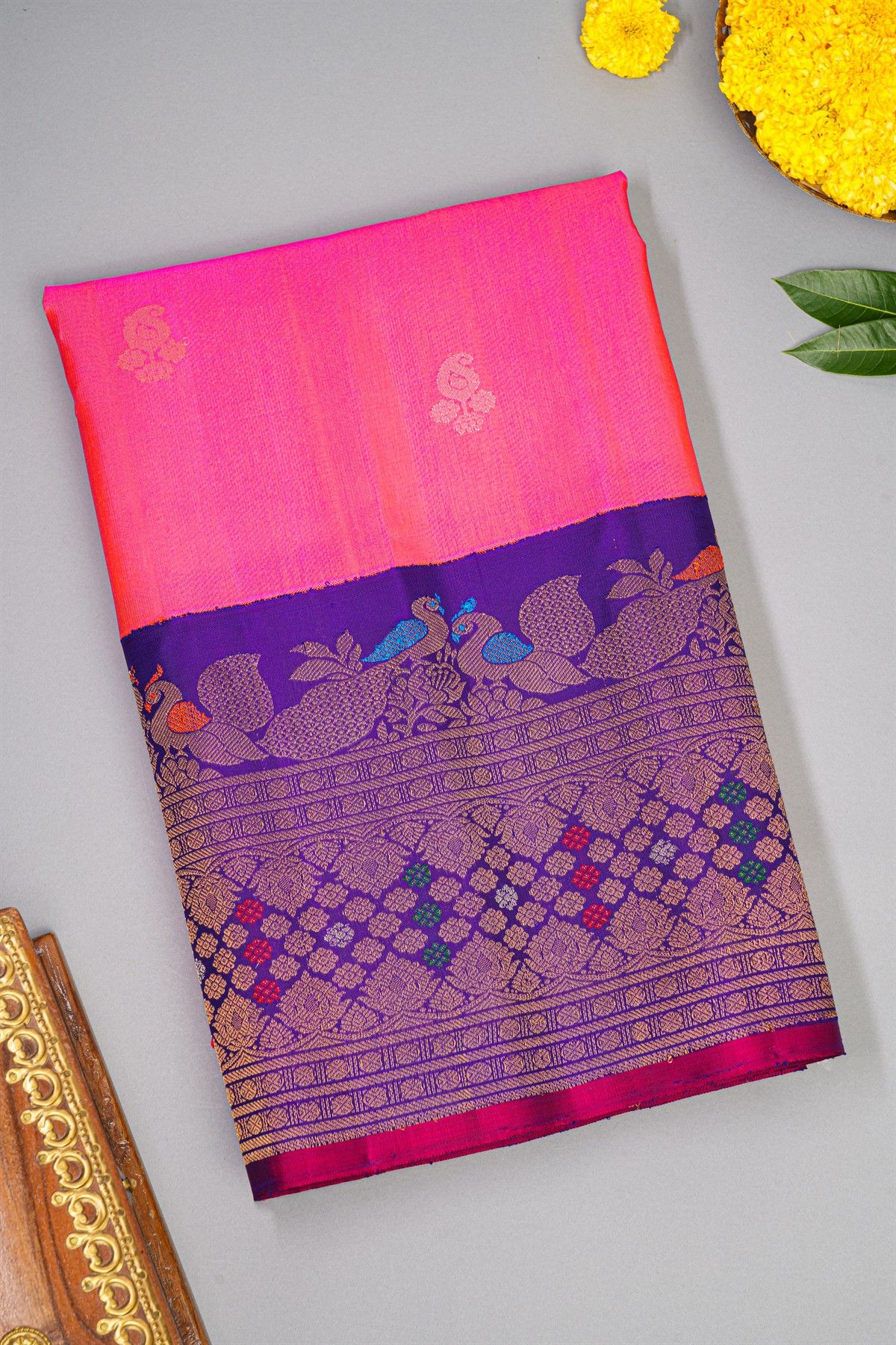 Gadwal Silk Pink Saree