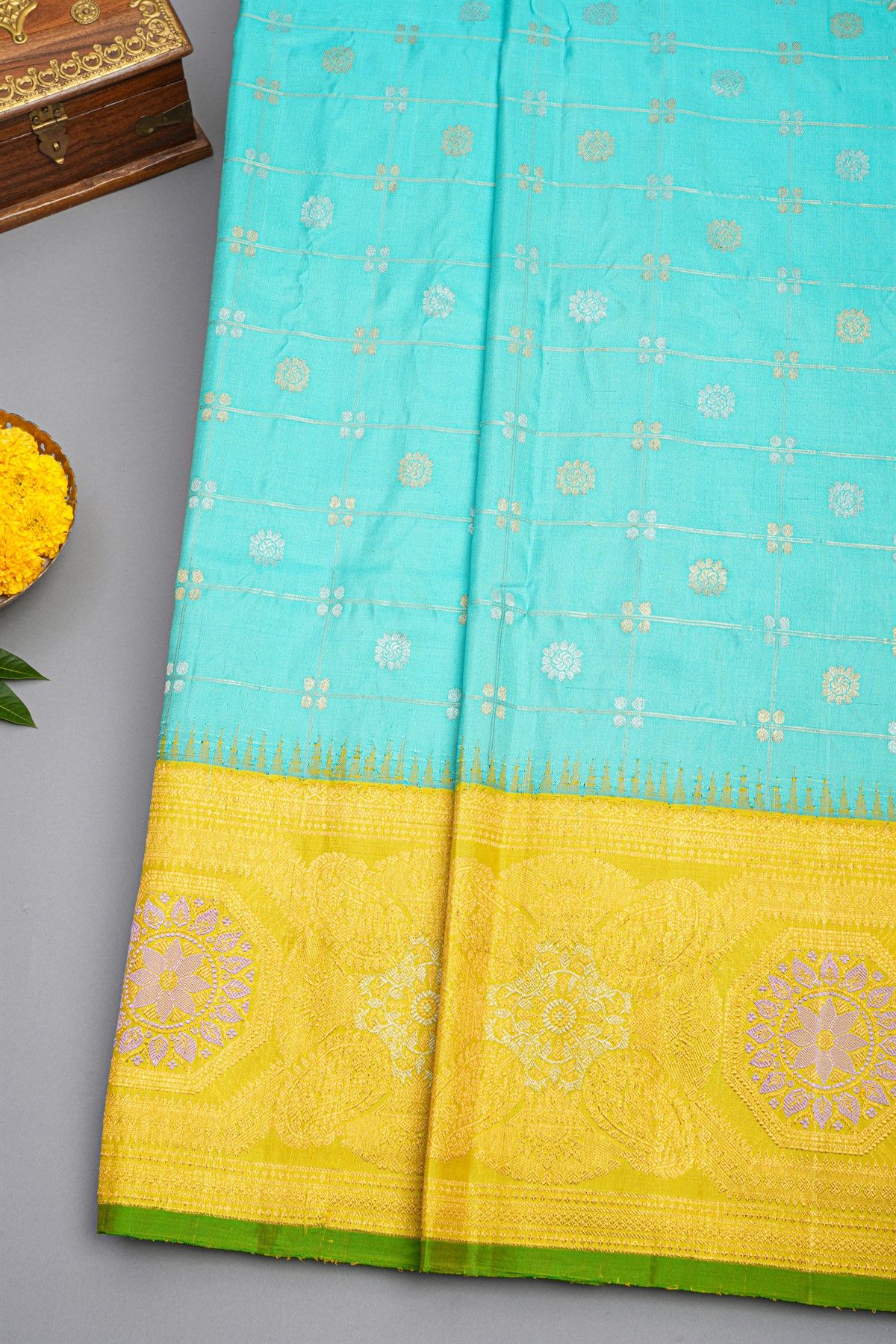 Gadwal Silk Sky Blue Saree