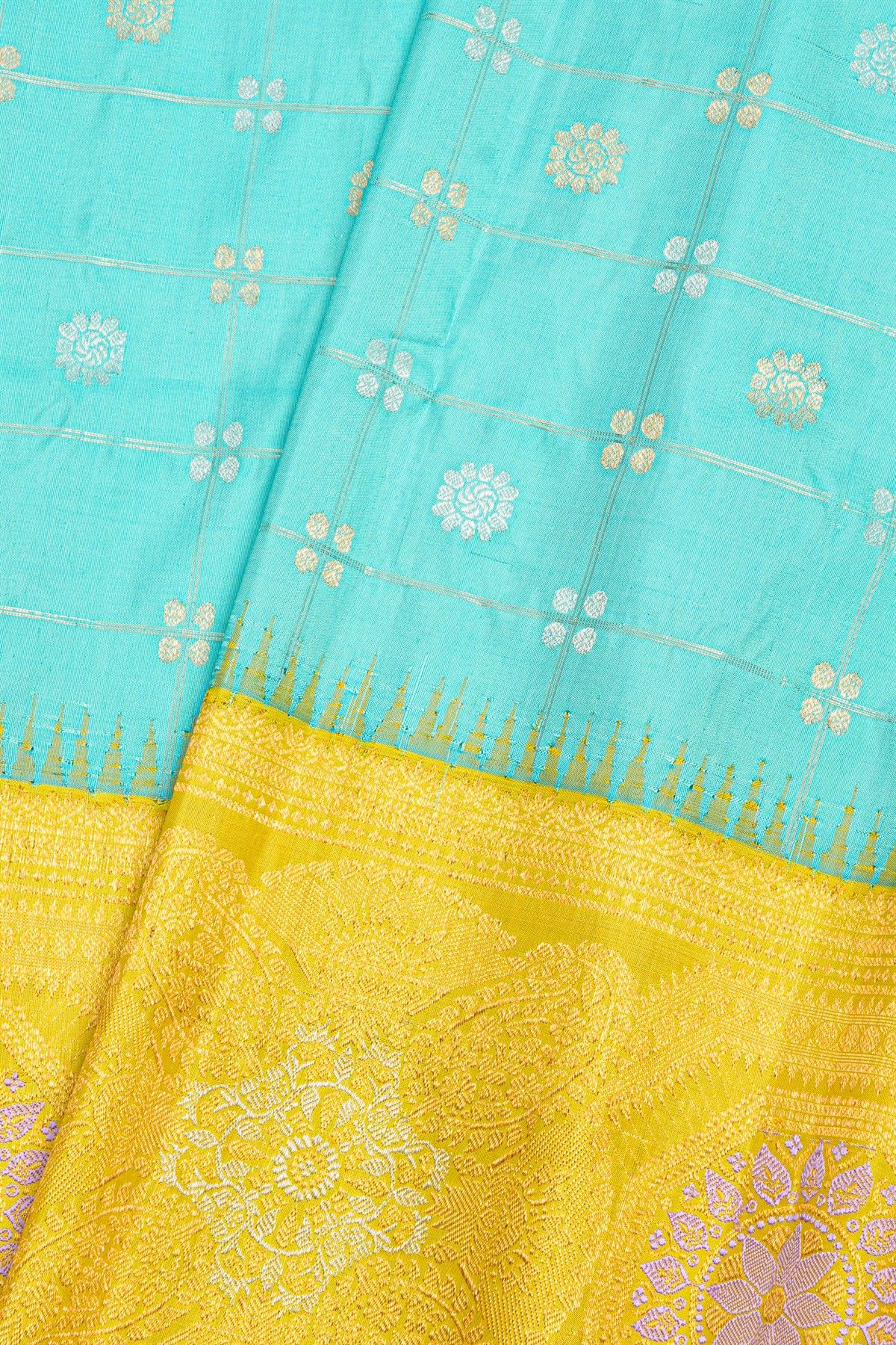 Gadwal Silk Sky Blue Saree