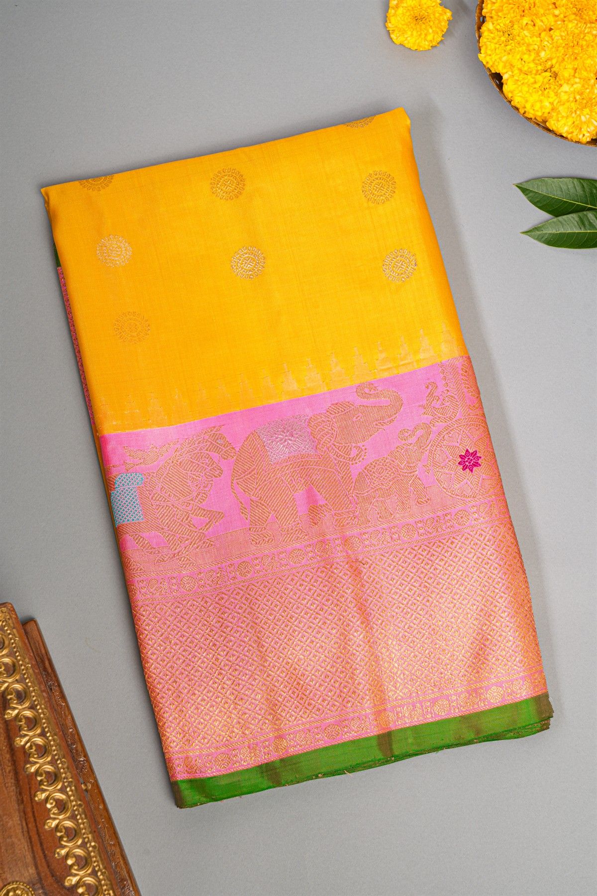 Gadwal Silk Yellow Saree