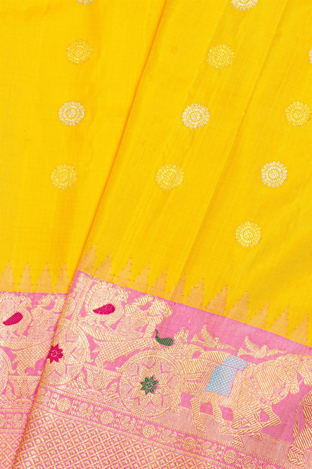 Gadwal Silk Yellow Saree