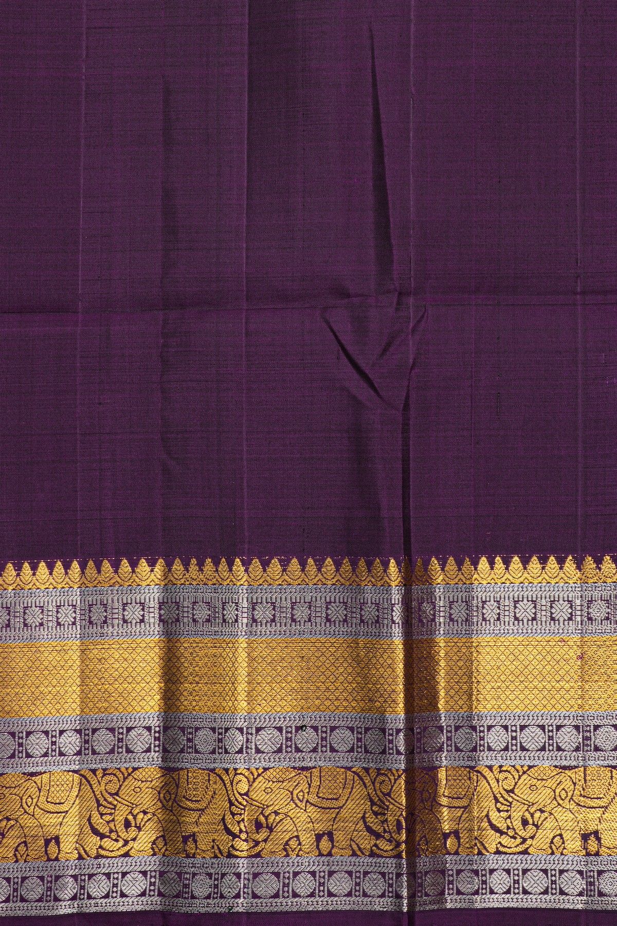Kancheepuram Eco Print Silk Off White Saree