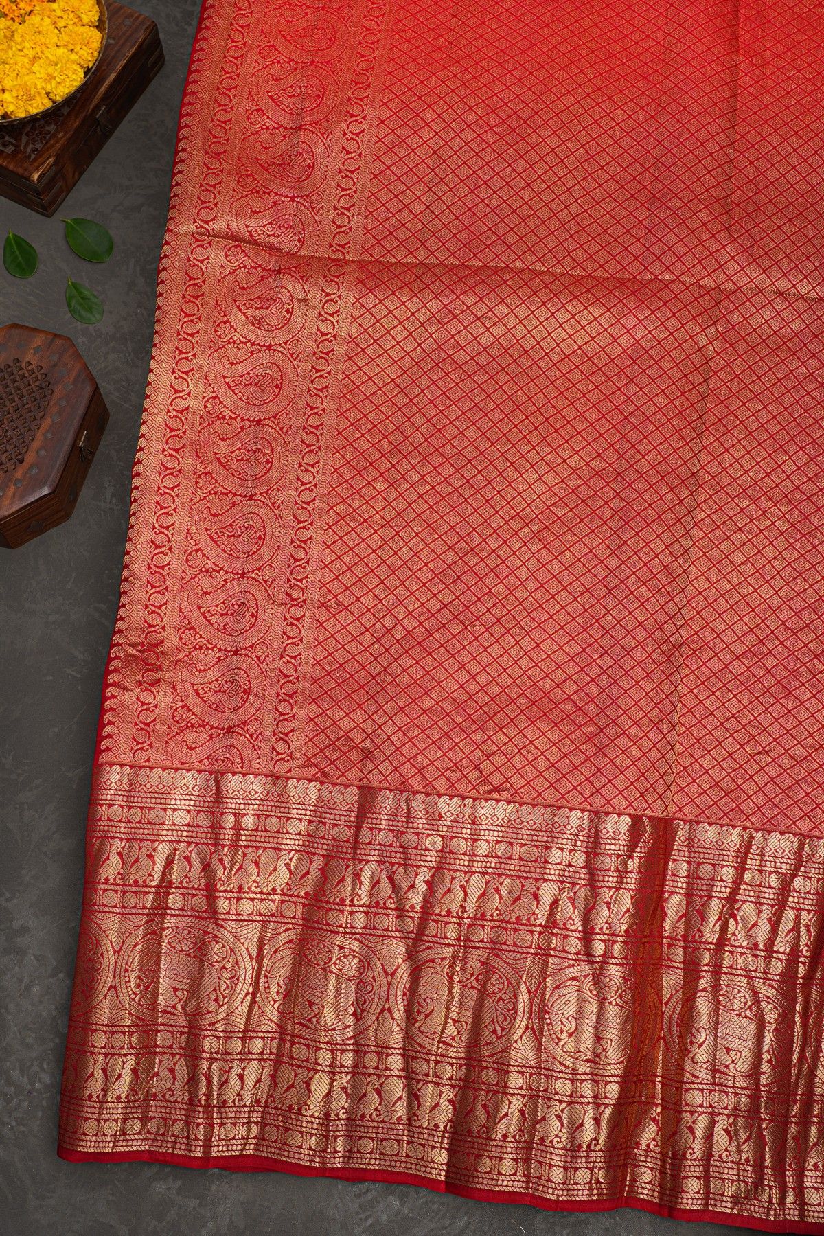 Kancheepuram Eco Print Silk Sky Blue Saree