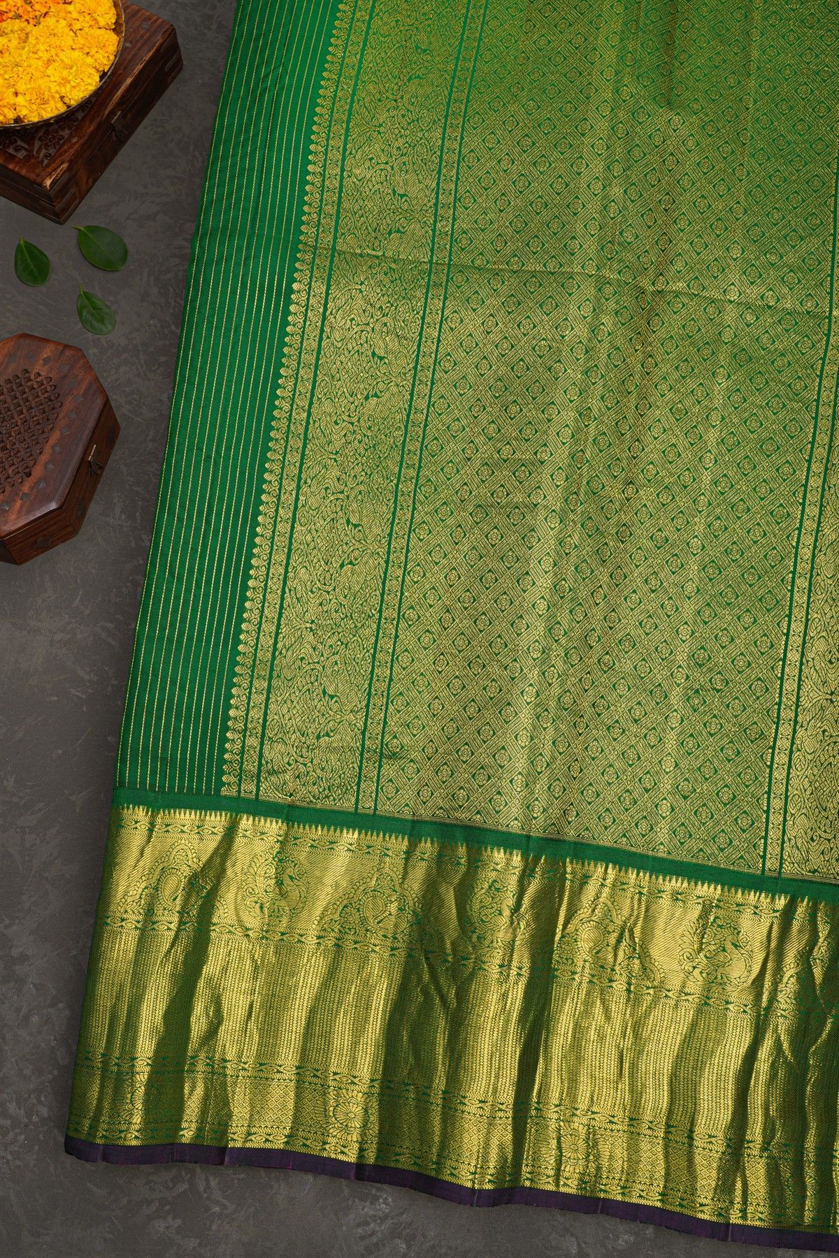 Kancheepuram Eco Print Silk Sky Blue Saree