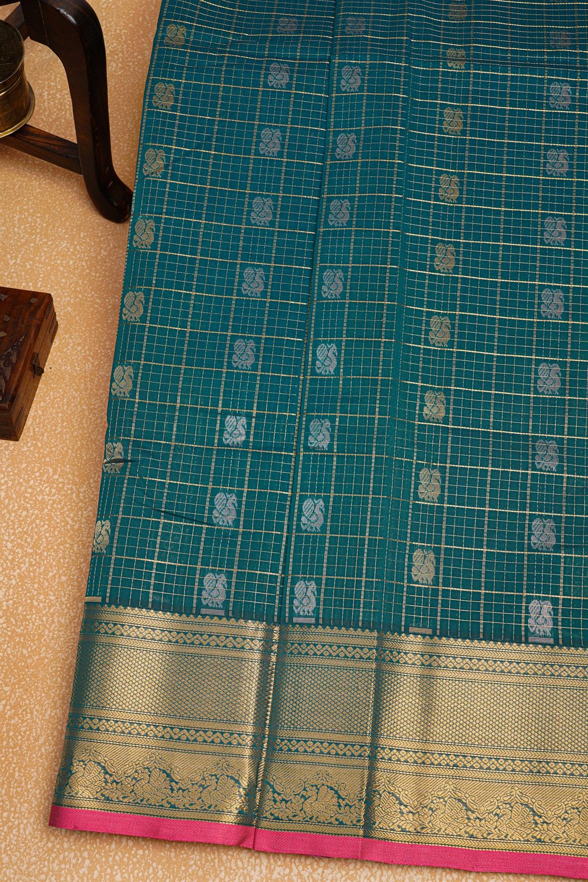 Kuppadam Sico Teal Blue Saree