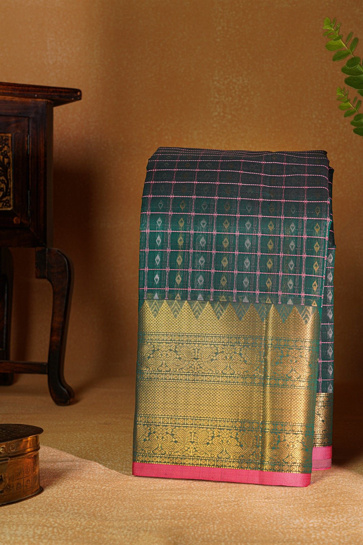 Kuppadam Sico Bottle Green Saree