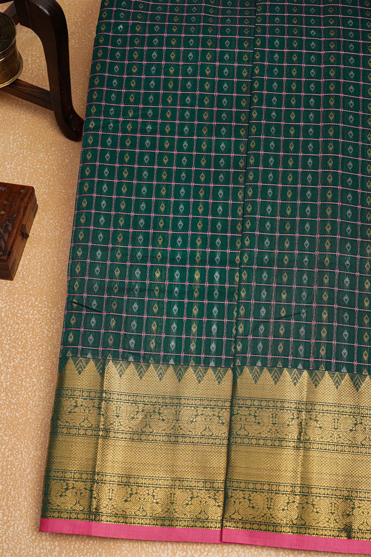 Kuppadam Sico Bottle Green Saree