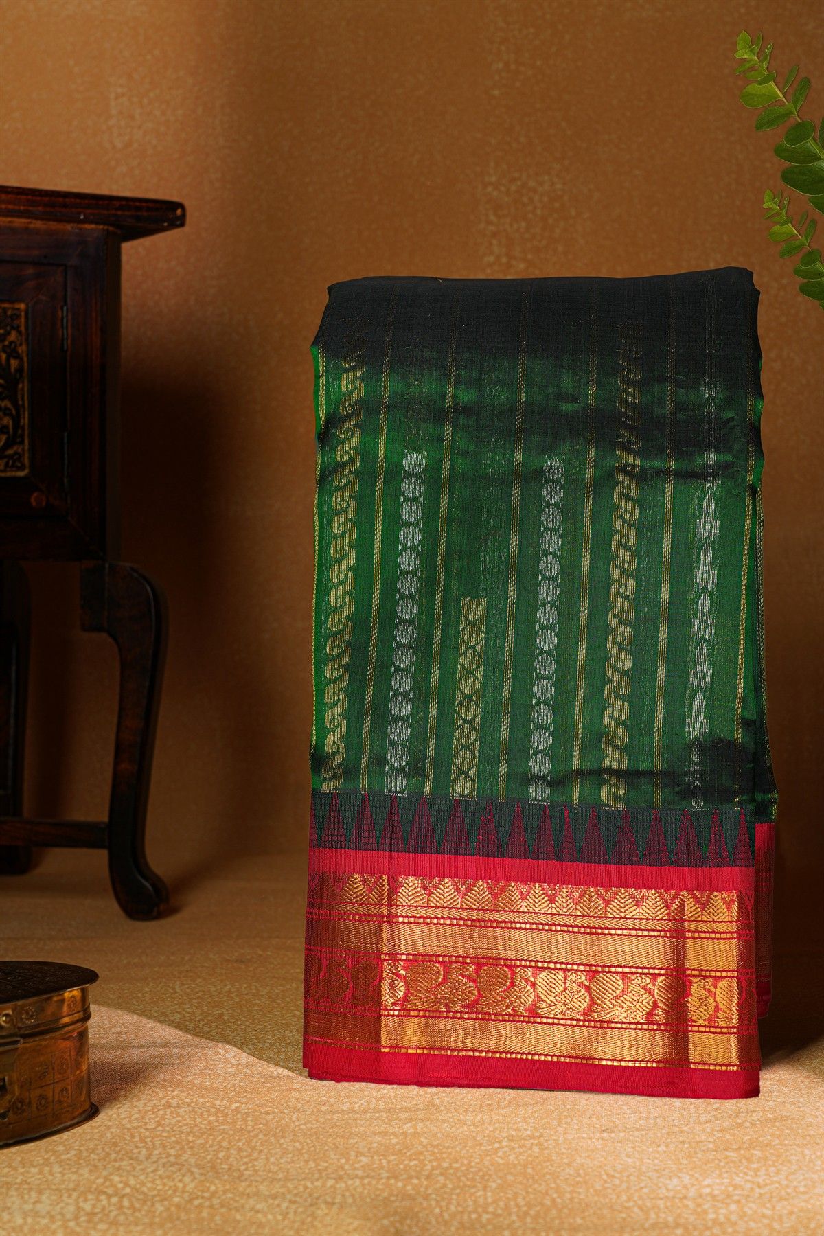 Kuppadam Sico Bottle Green Saree