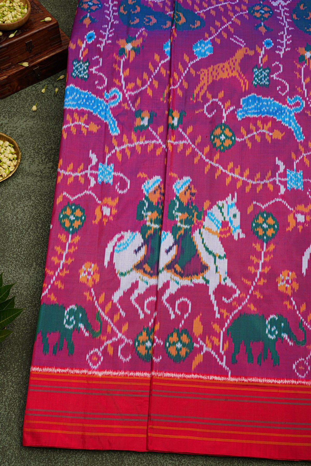 Ikat Silk Dual Colour Saree