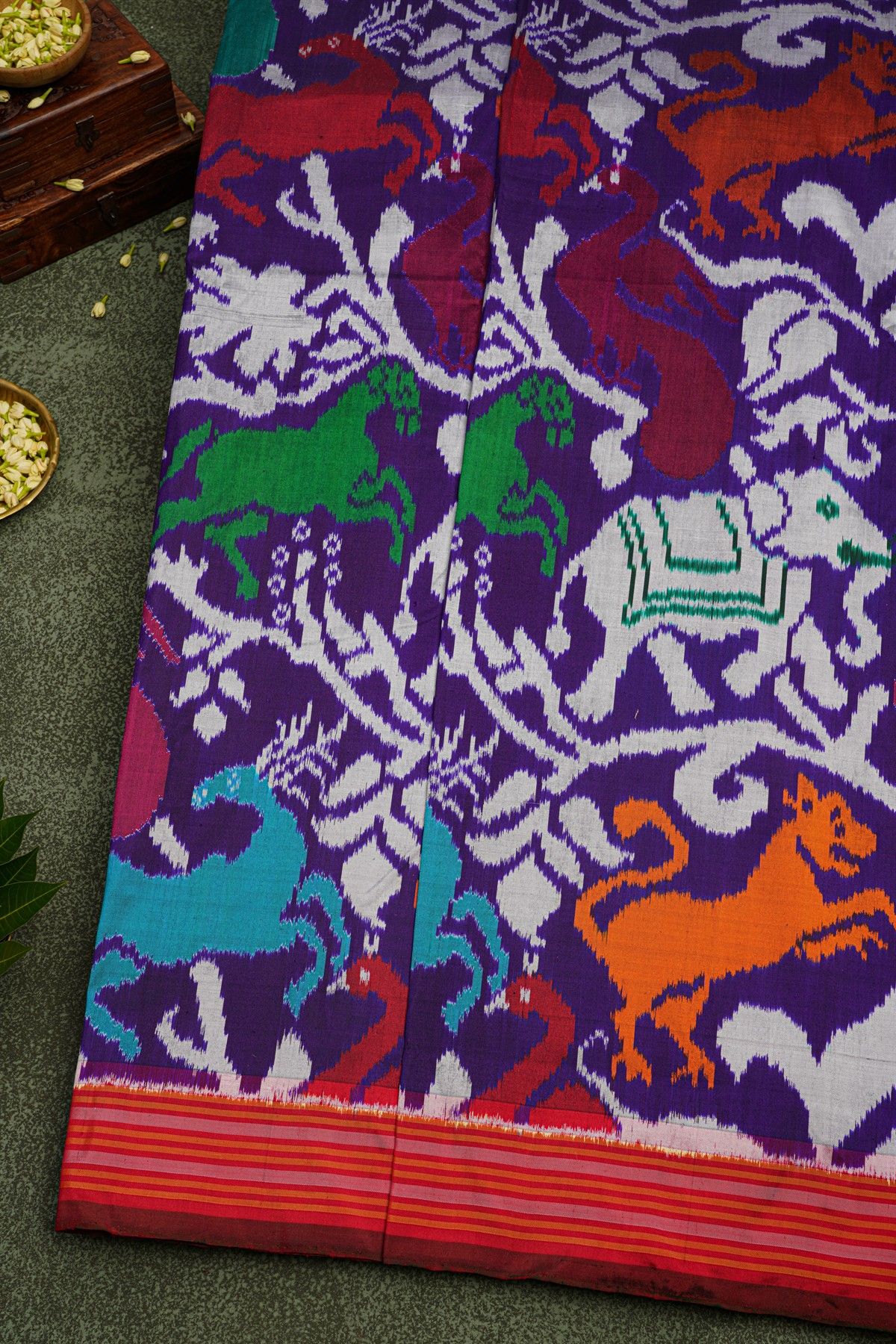 Ikat Silk Navy Blue Saree