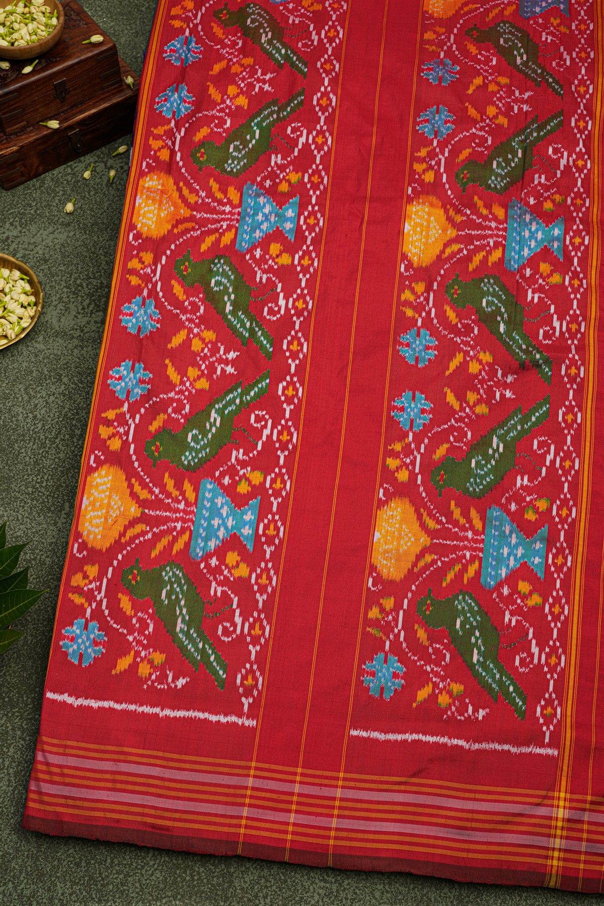 Ikat Silk Navy Blue Saree