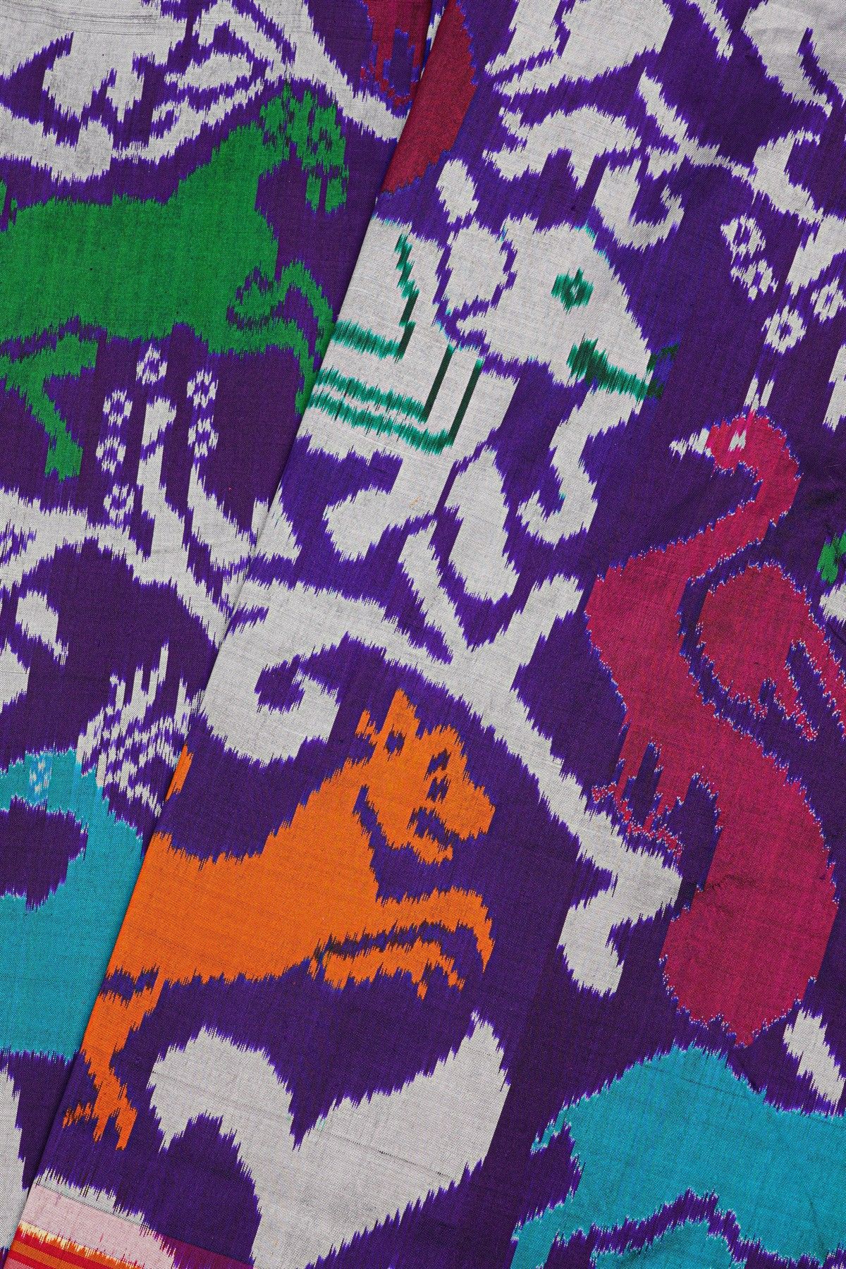 Ikat Silk Navy Blue Saree