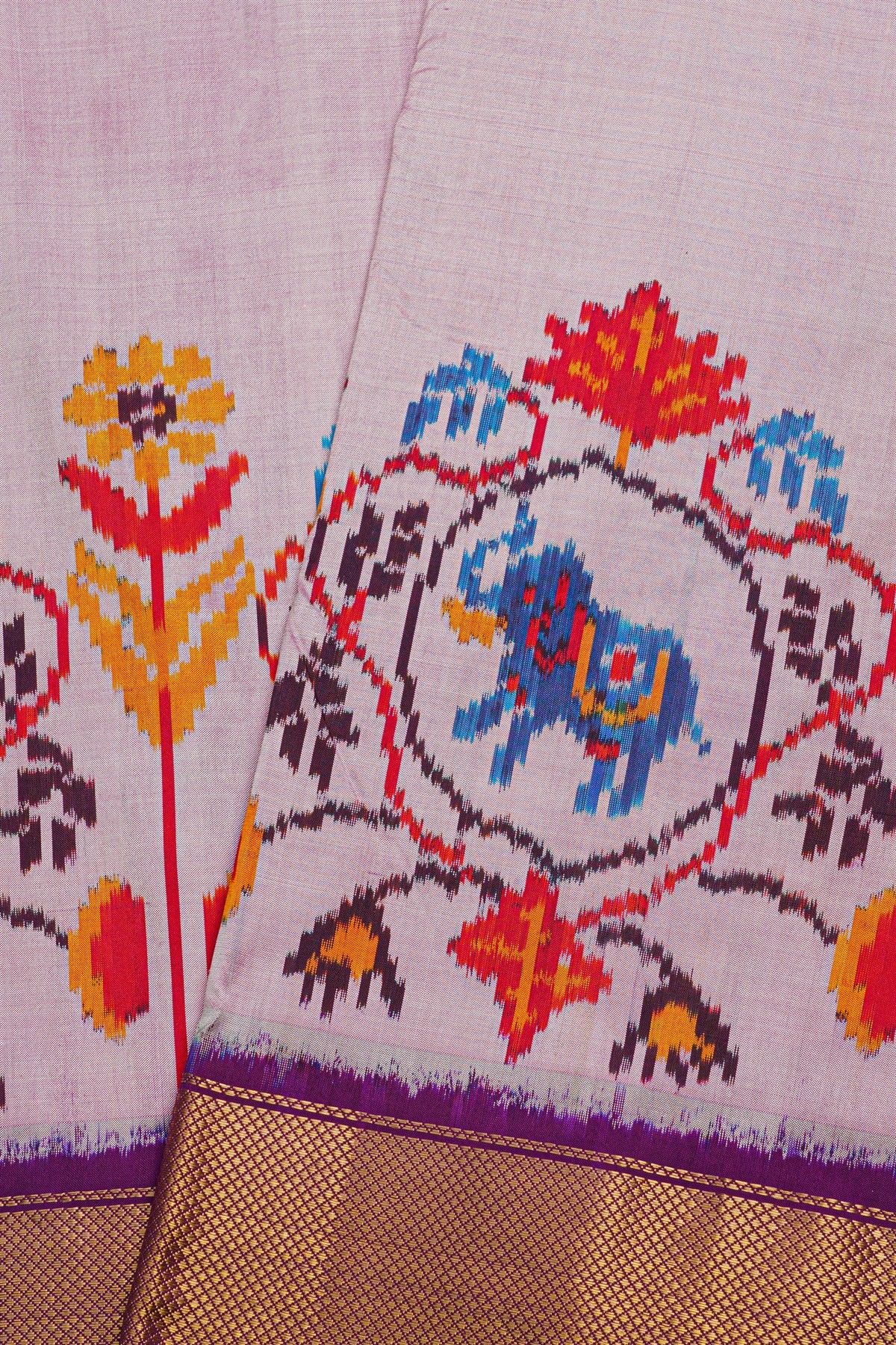 Ikat Silk Light Pink Saree