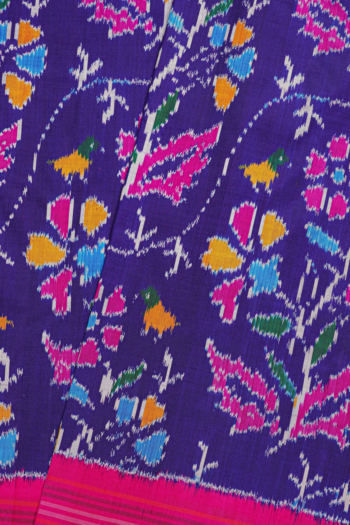 Ikat Silk Navy Blue Saree