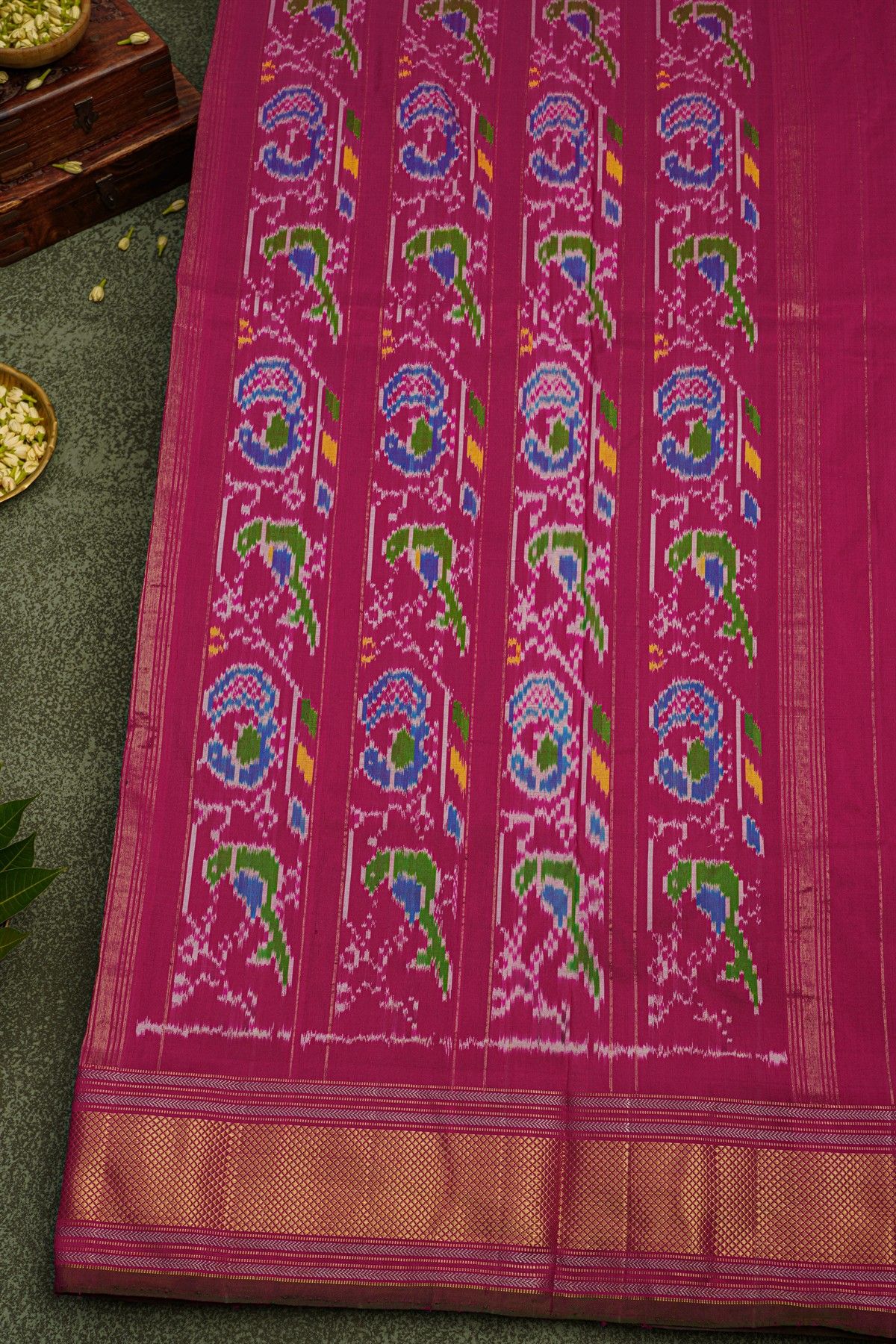 Ikat Silk Yellow Saree