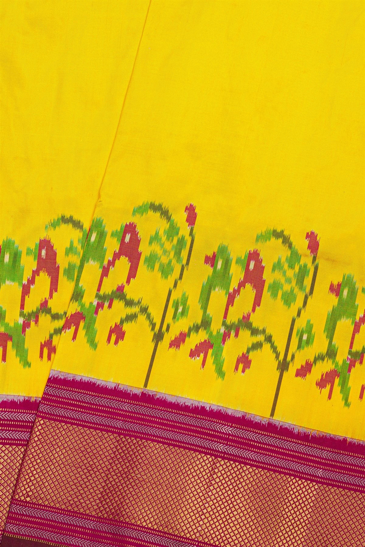 Ikat Silk Yellow Saree