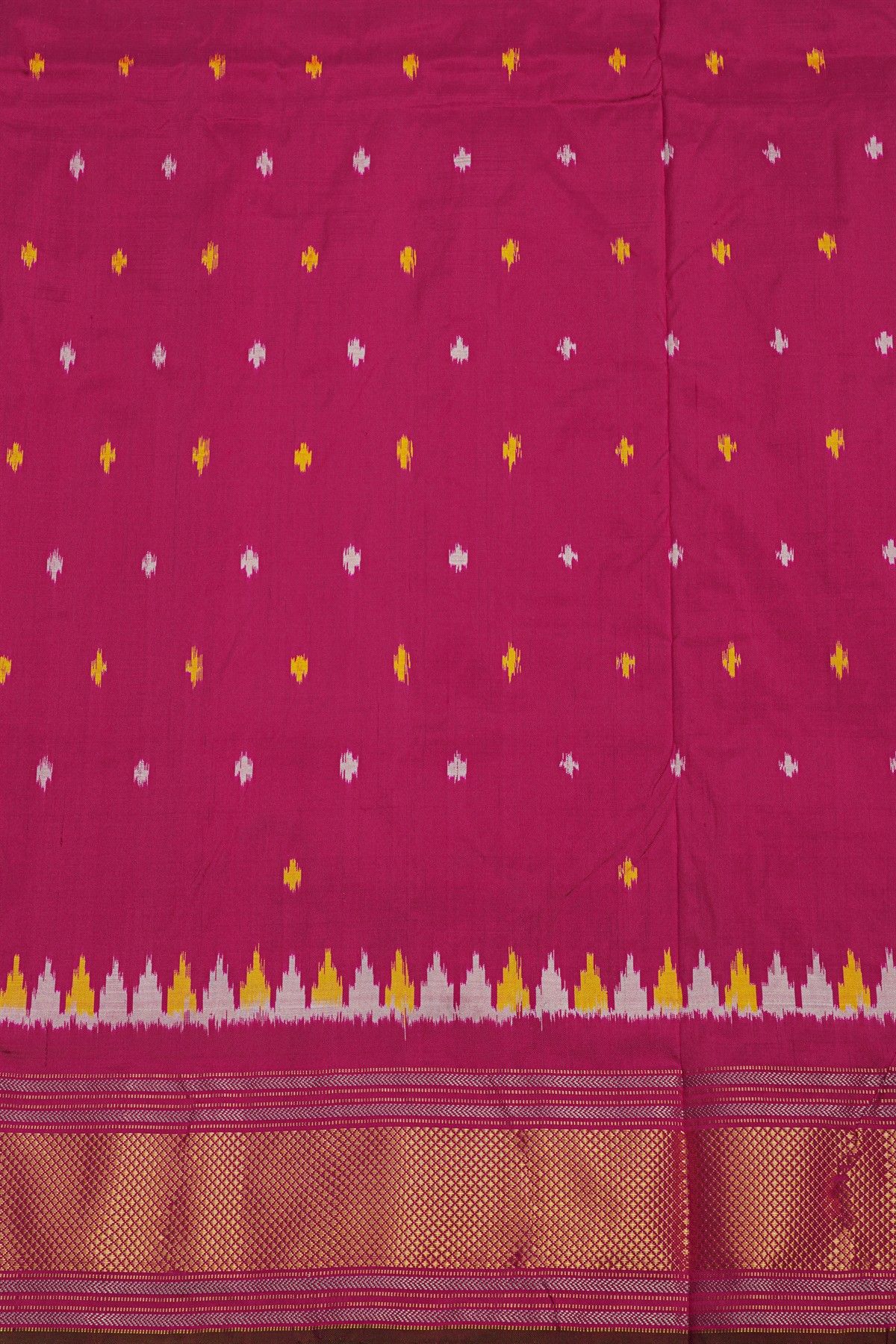 Ikat Silk Yellow Saree