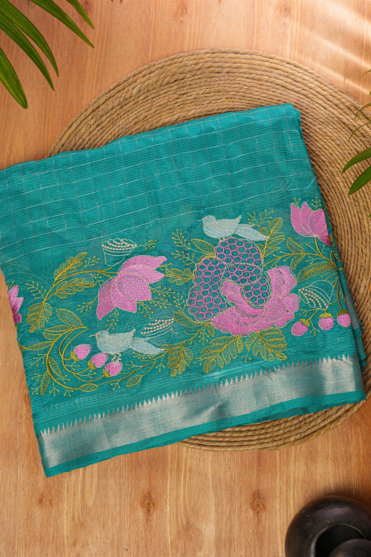 Mangalagiri Silk Sky Blue Saree