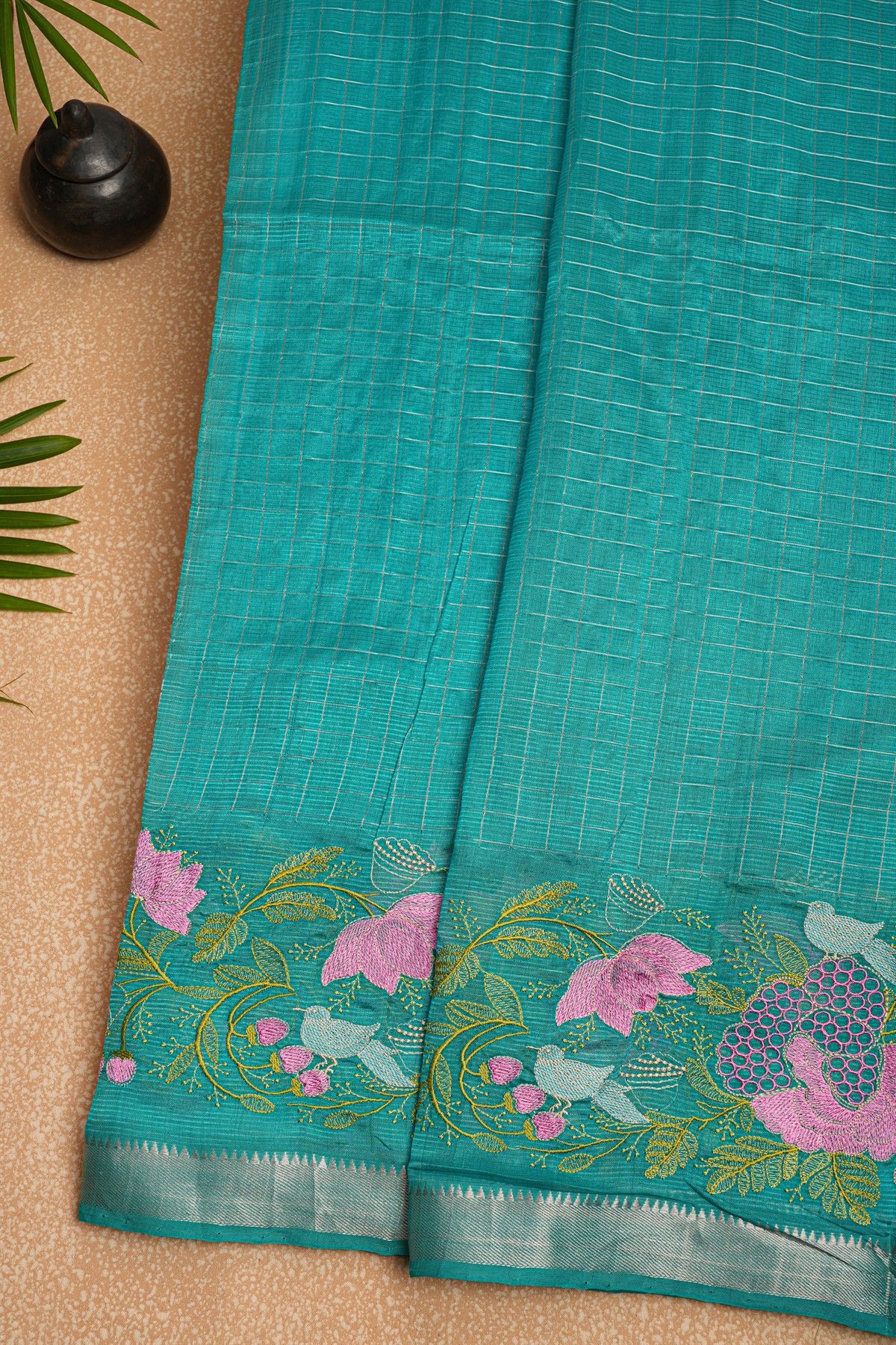 Mangalagiri Silk Sky Blue Saree