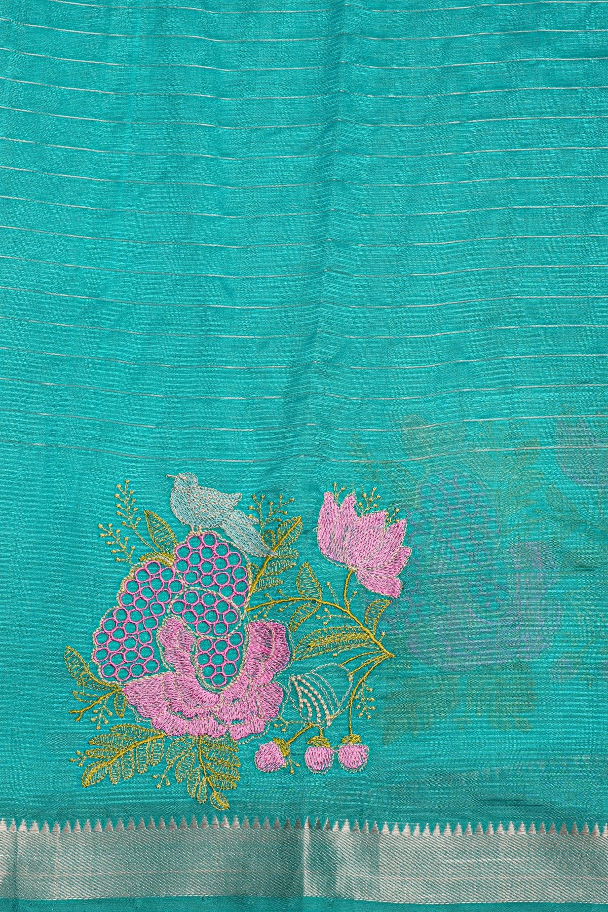 Mangalagiri Silk Sky Blue Saree