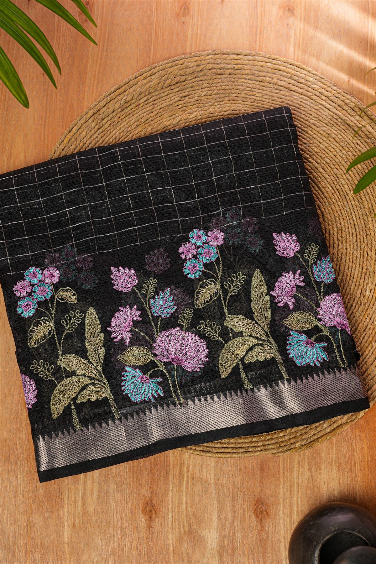 Mangalagiri Silk Black Saree