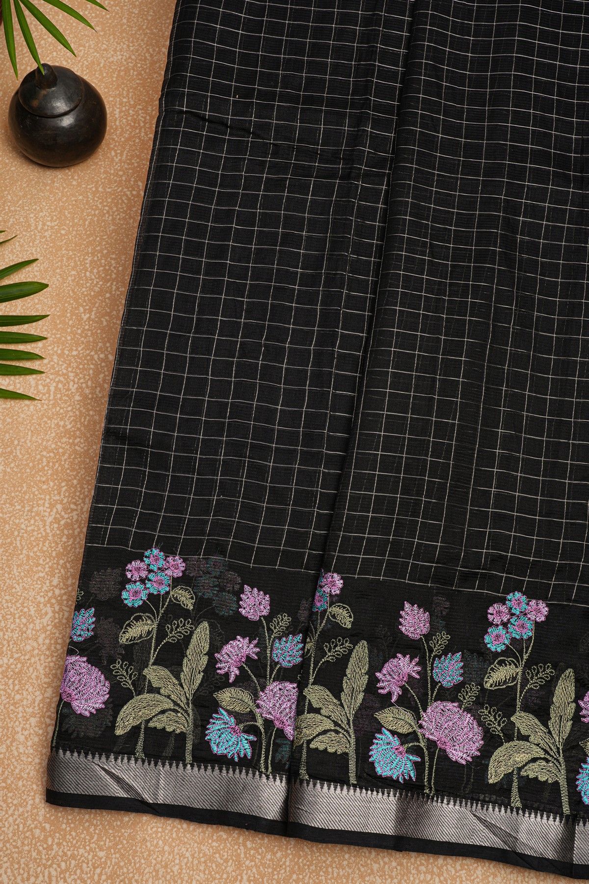 Mangalagiri Silk Black Saree