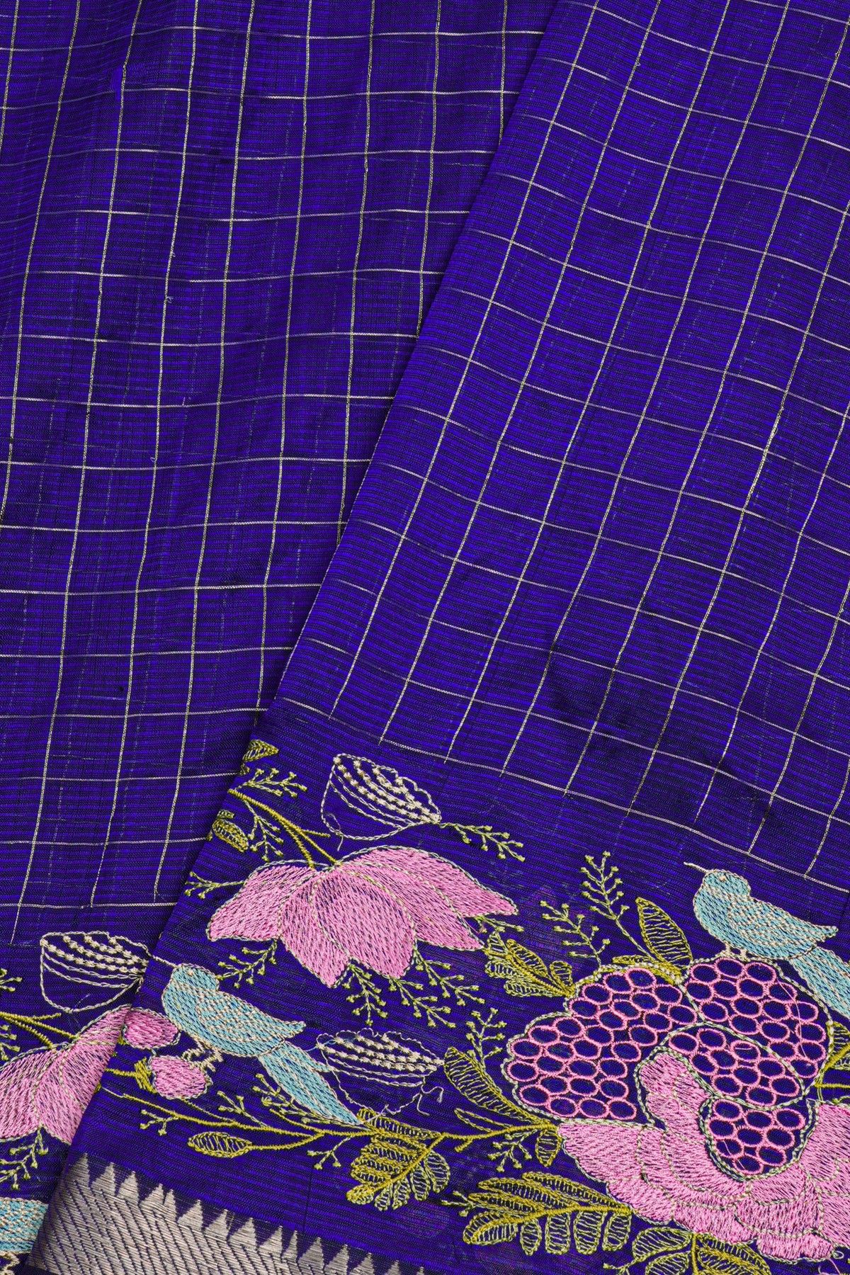 Mangalagiri Silk Navy Blue Saree