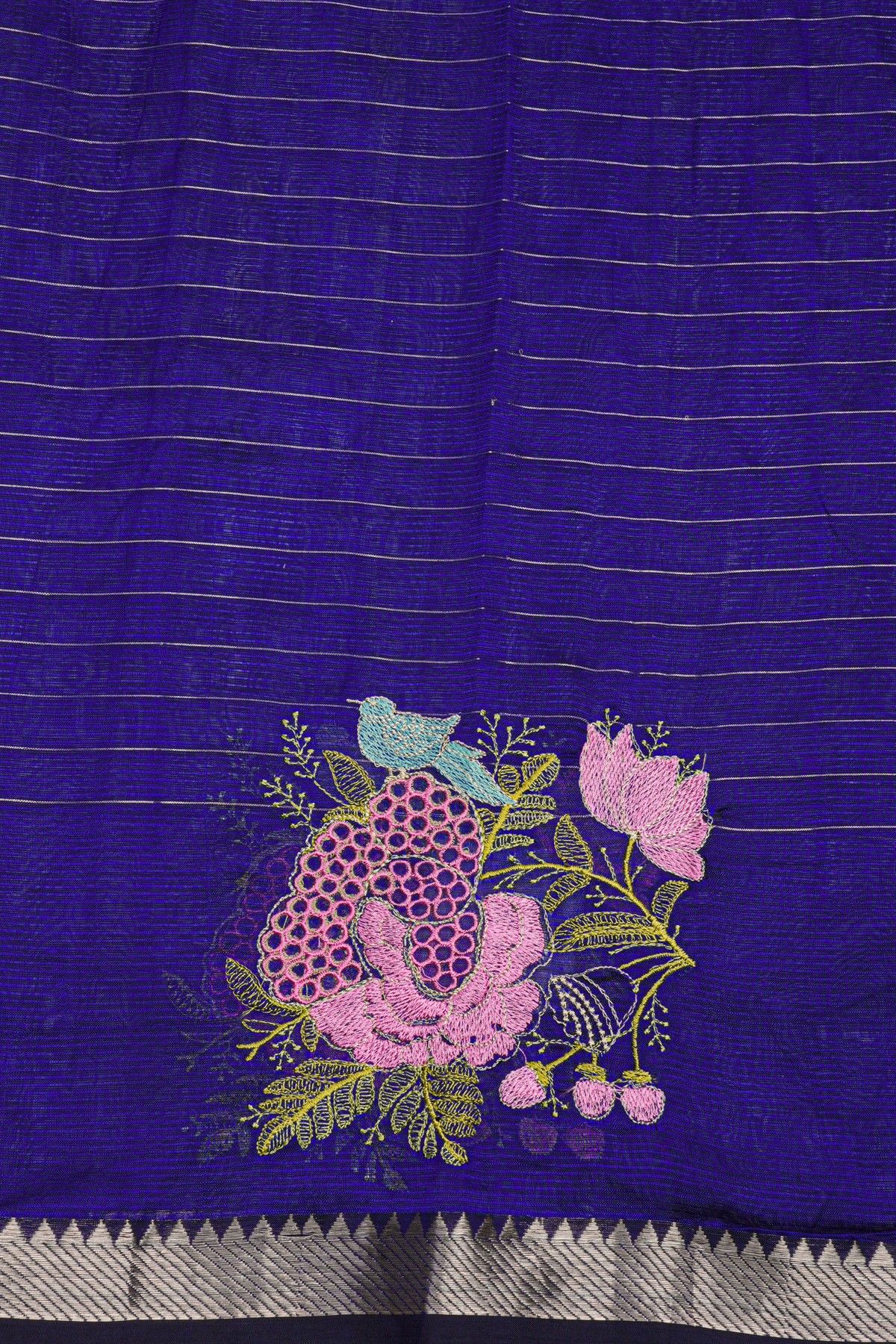 Mangalagiri Silk Navy Blue Saree