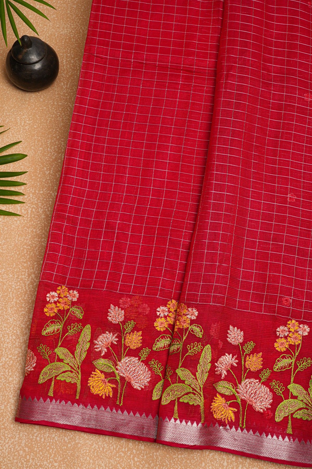 Mangalagiri Silk Red Saree