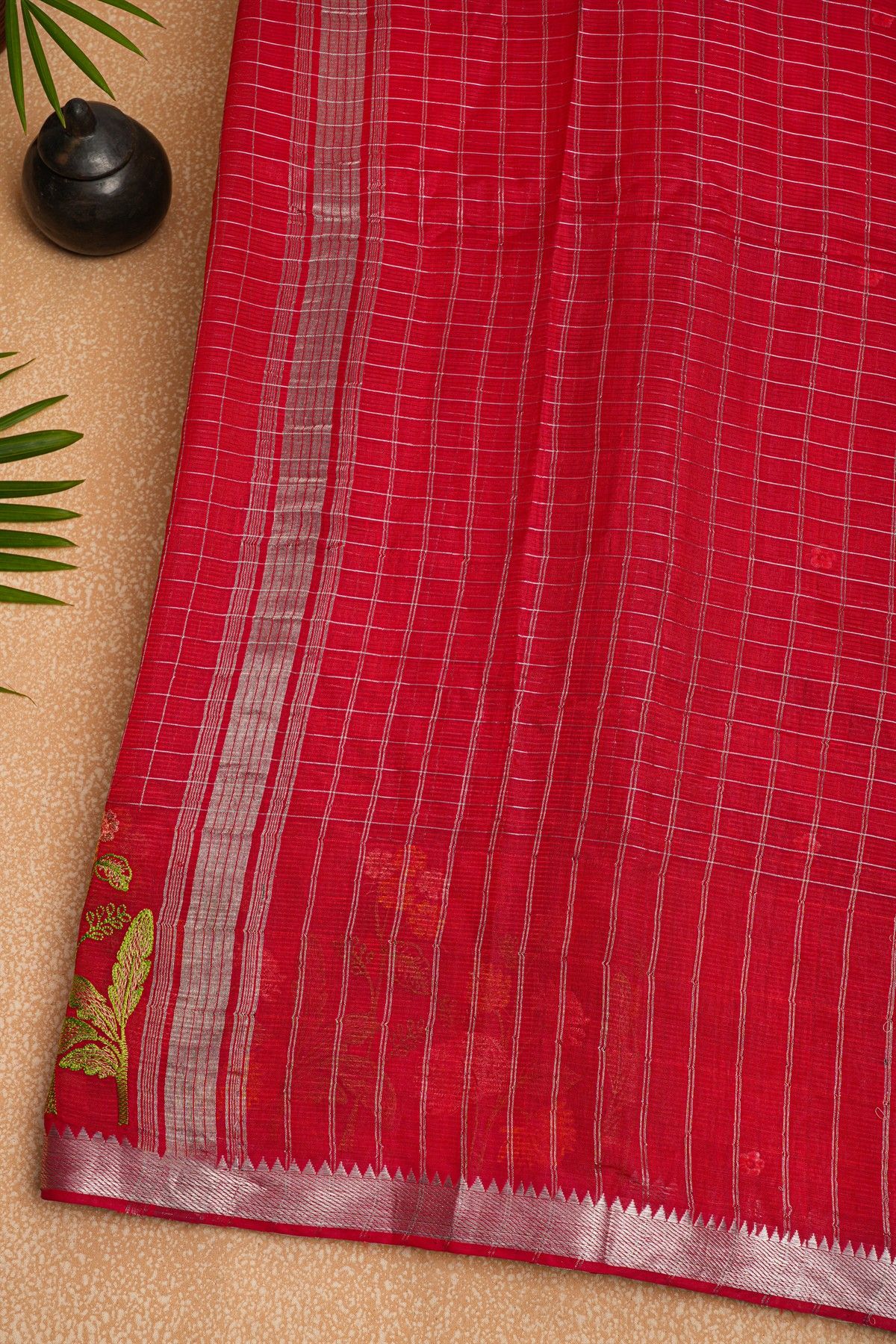 Mangalagiri Silk Red Saree