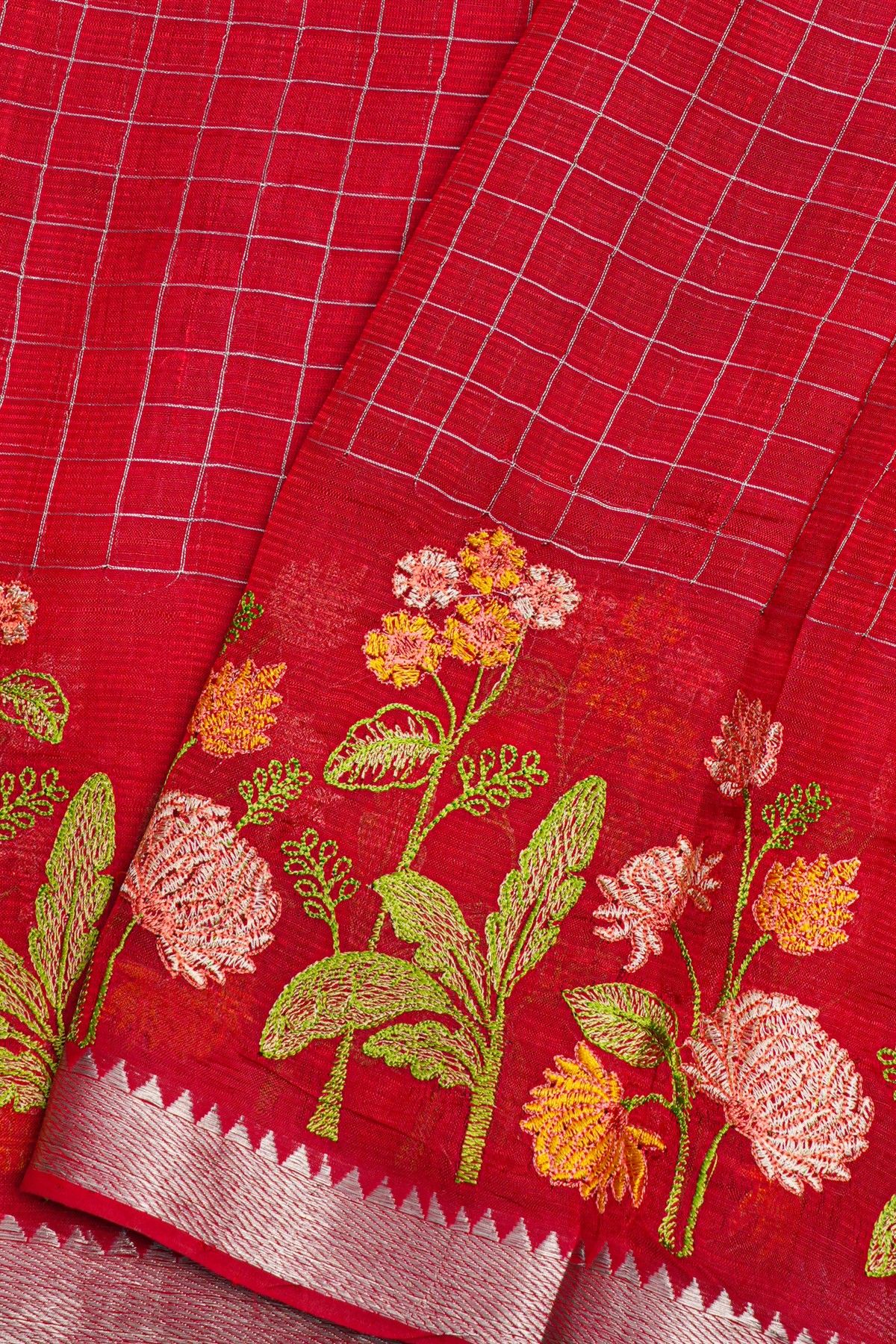Mangalagiri Silk Red Saree