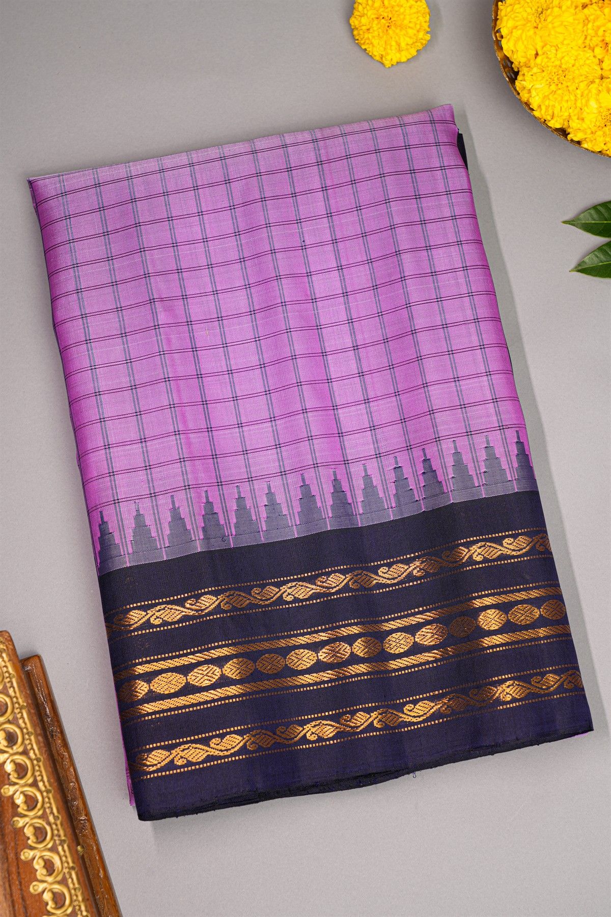 Gadwal Raw Silk Lavender Saree