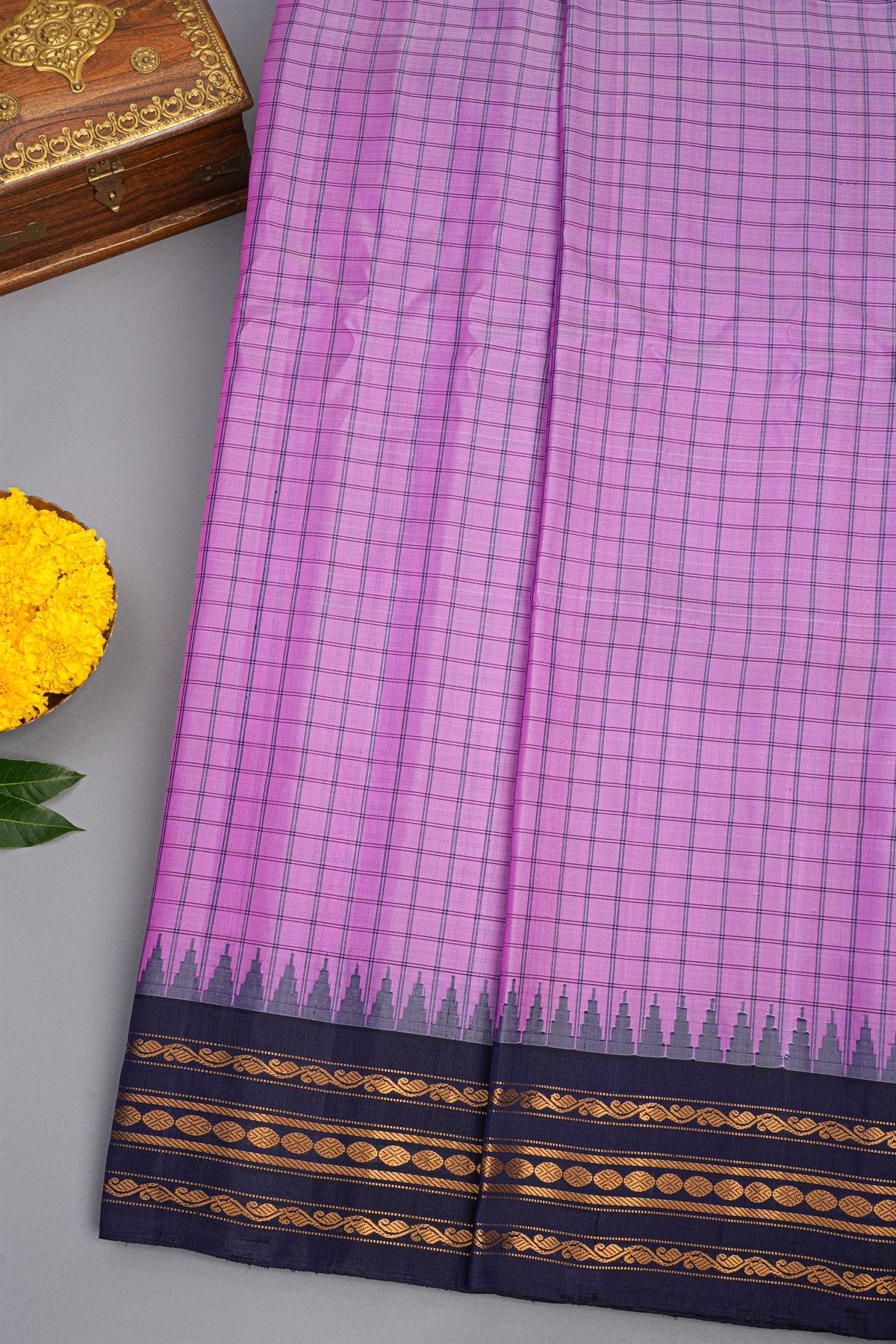 Gadwal Raw Silk Lavender Saree