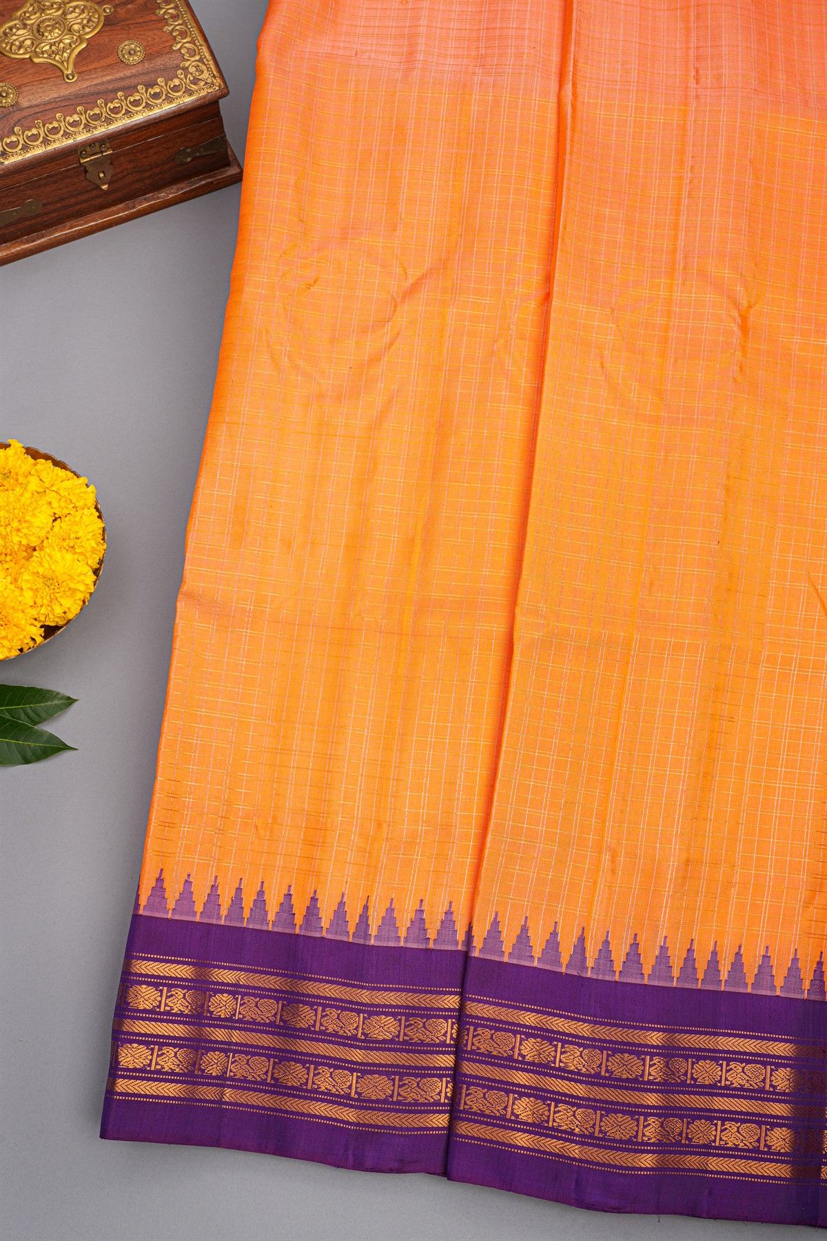 Gadwal Silk Orange Saree
