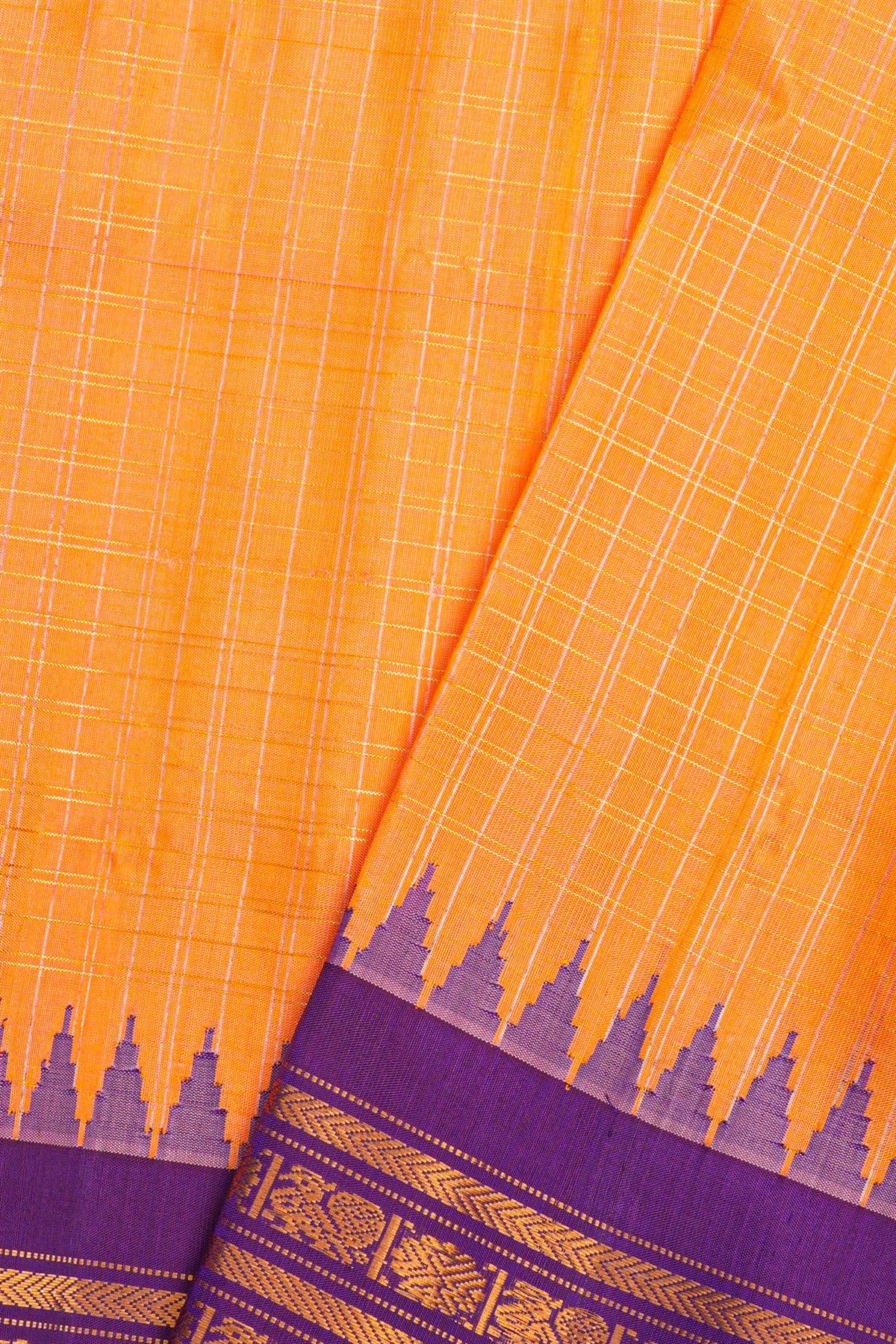 Gadwal Silk Orange Saree